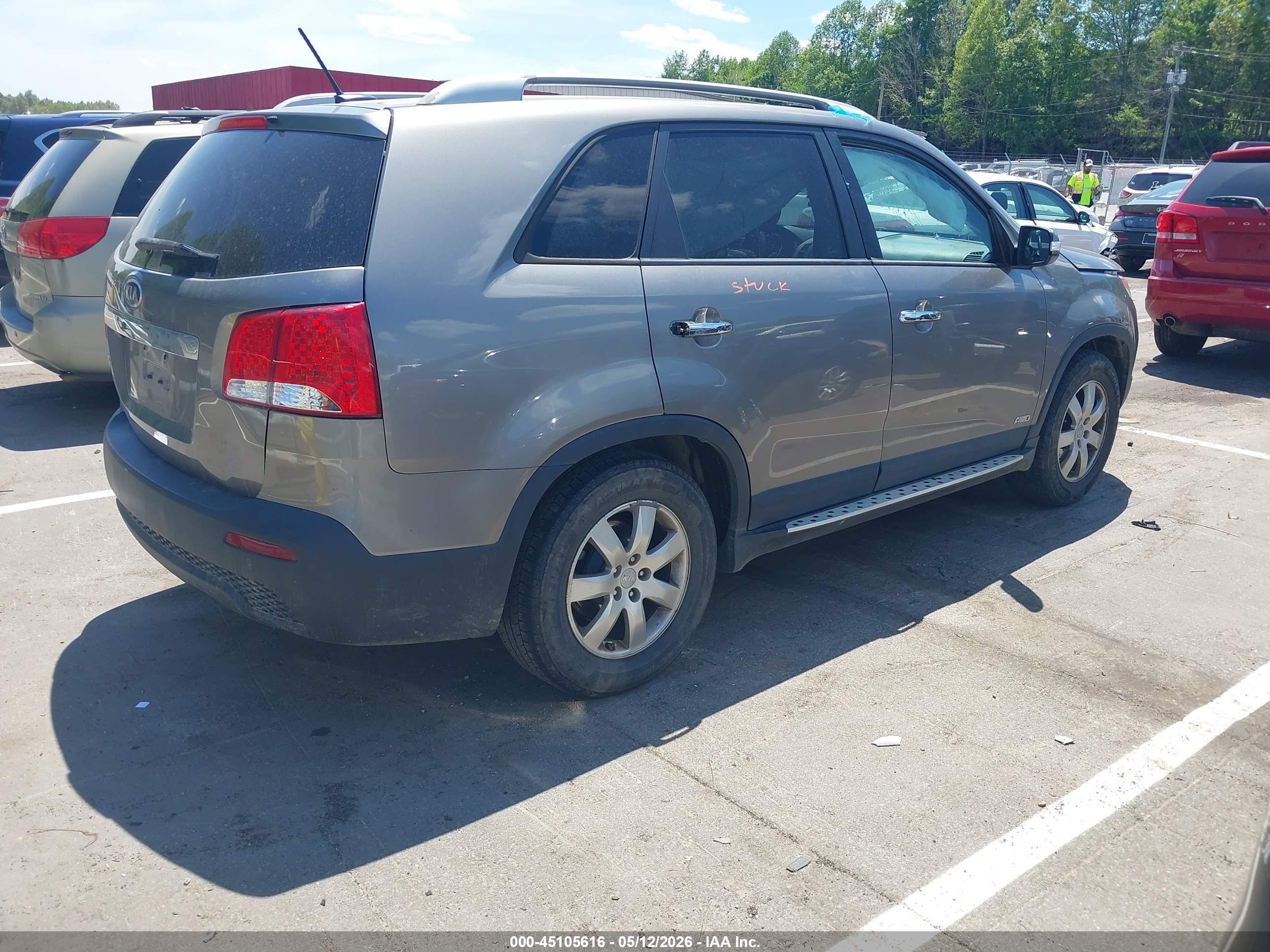 2012 Kia Sorento Lx V6 Gray vin: 5XYKTDA2XCG283870