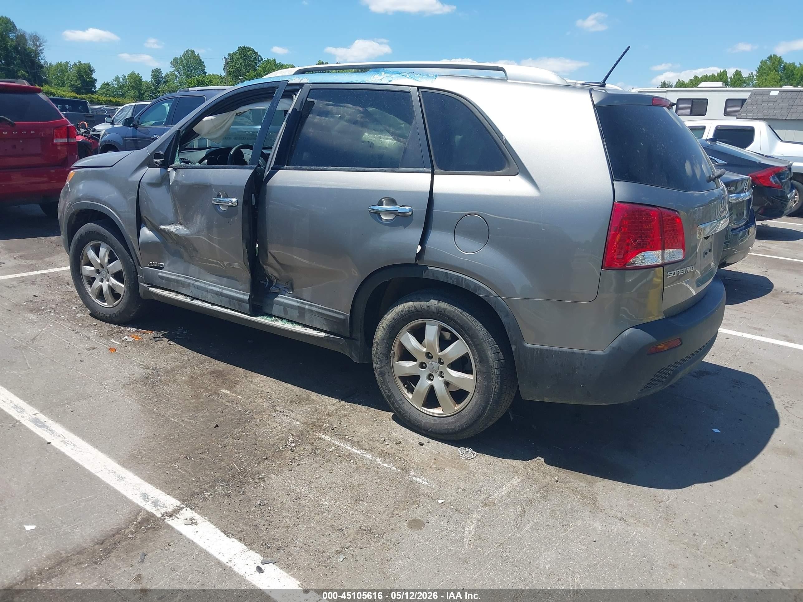 2012 Kia Sorento Lx V6 Gray vin: 5XYKTDA2XCG283870