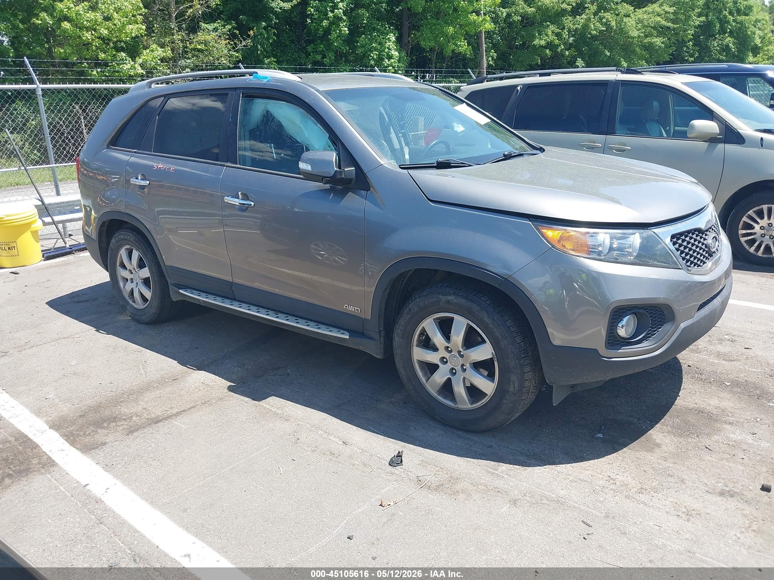 2012 Kia Sorento Lx V6 Gray vin: 5XYKTDA2XCG283870