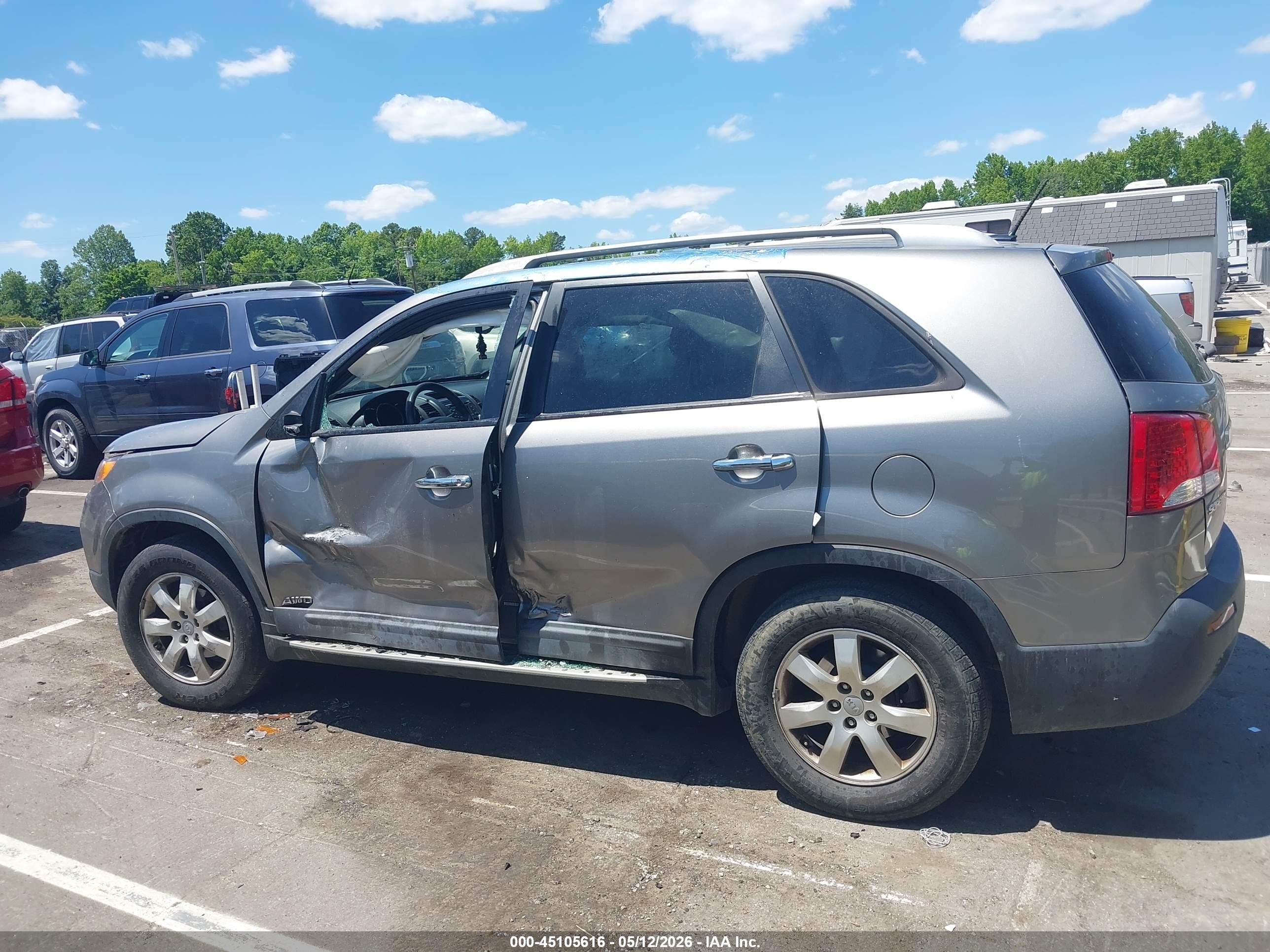 2012 Kia Sorento Lx V6 Gray vin: 5XYKTDA2XCG283870