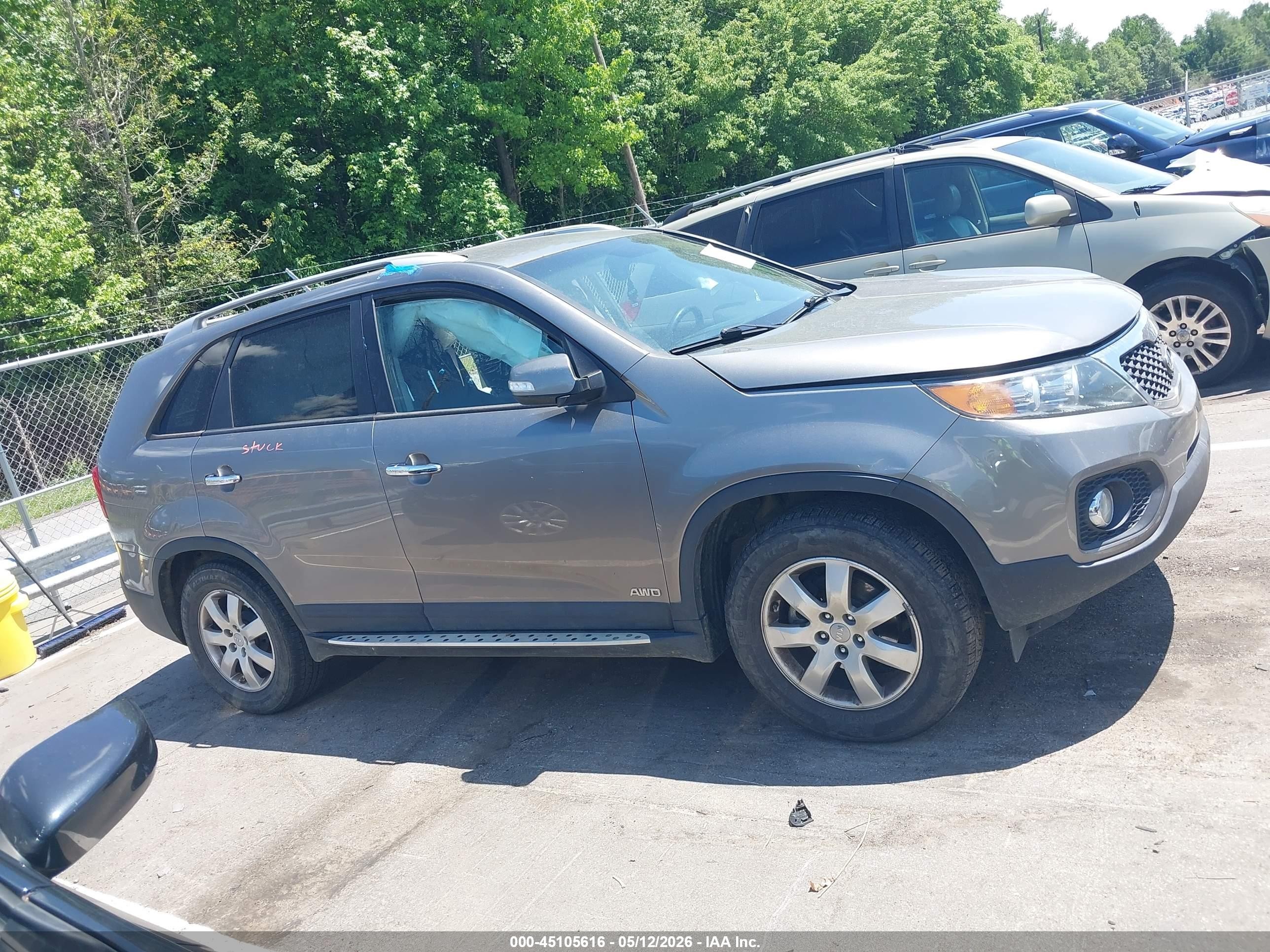 2012 Kia Sorento Lx V6 Gray vin: 5XYKTDA2XCG283870