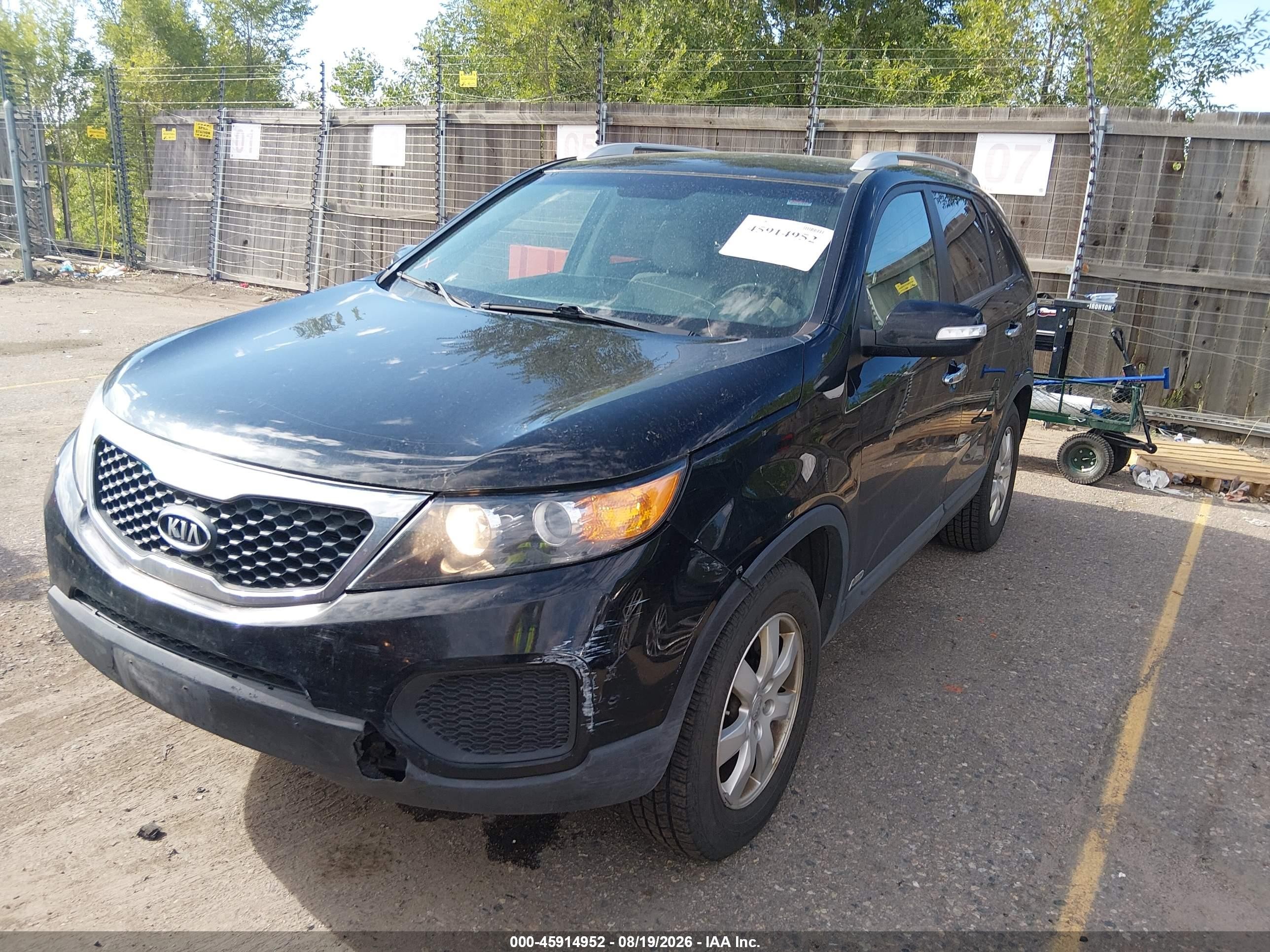 2012 Kia Sorento Lx V6 Black vin: 5XYKTDA2XCG287689