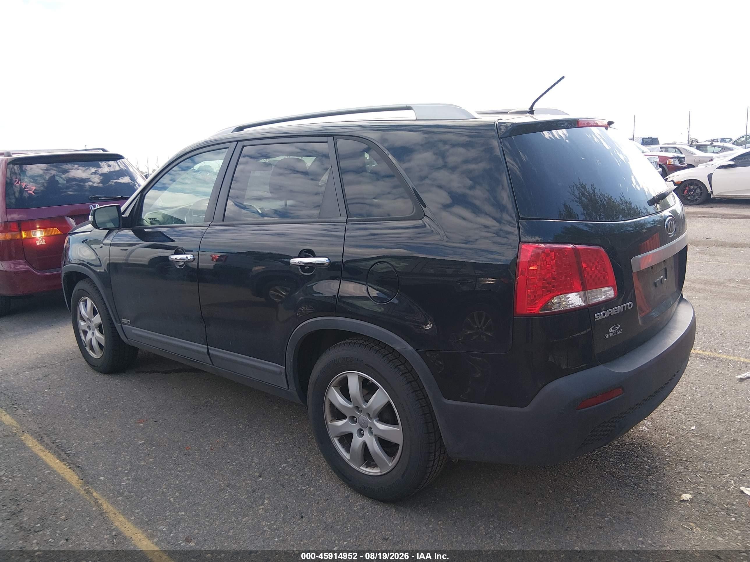 2012 Kia Sorento Lx V6 Black vin: 5XYKTDA2XCG287689