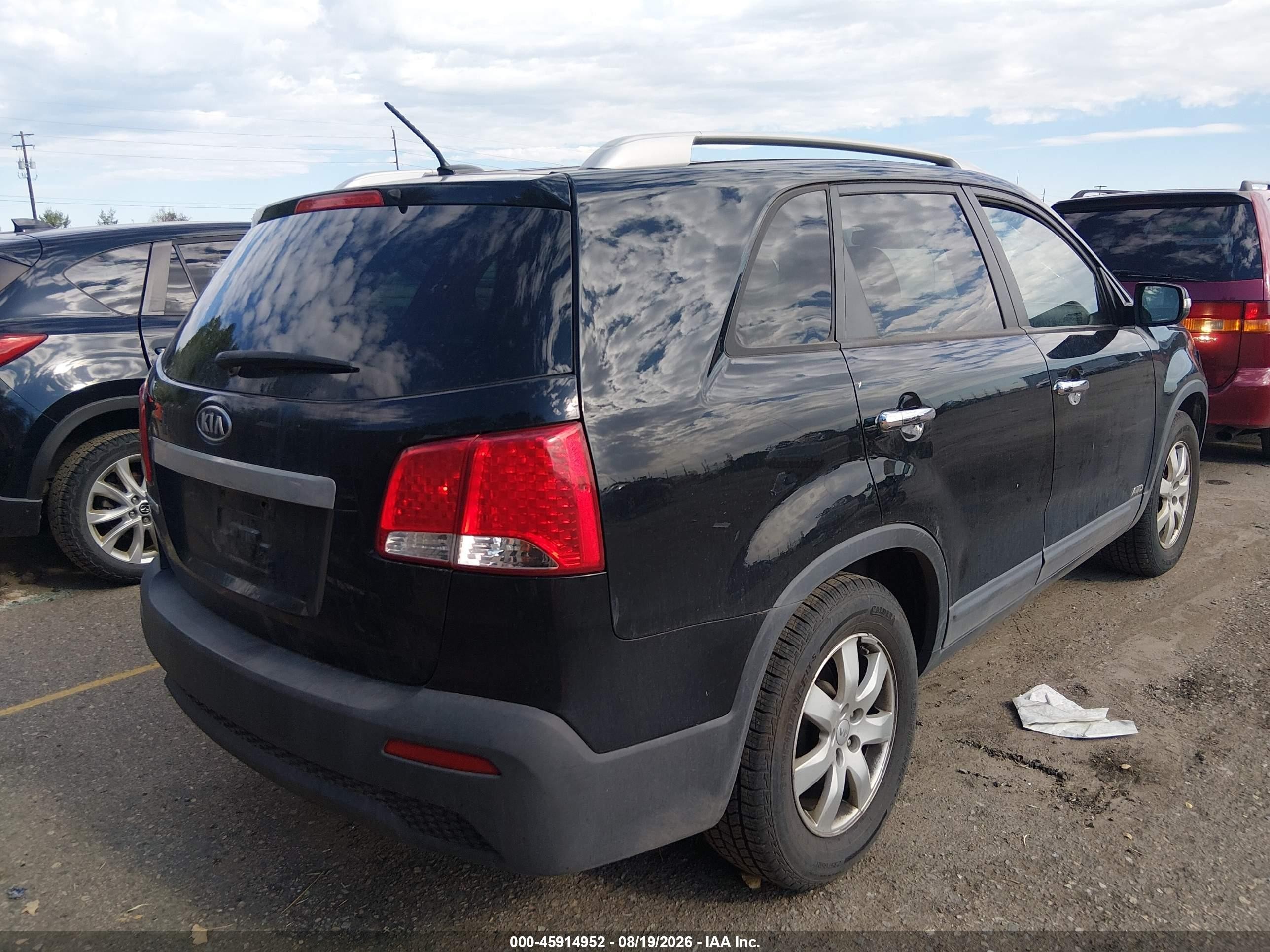 2012 Kia Sorento Lx V6 Black vin: 5XYKTDA2XCG287689