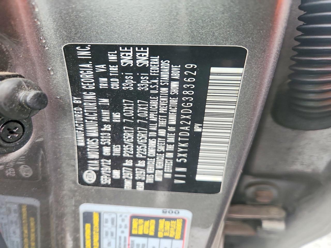 2013 Kia Sorento Lx Gray vin: 5XYKTDA2XDG383629