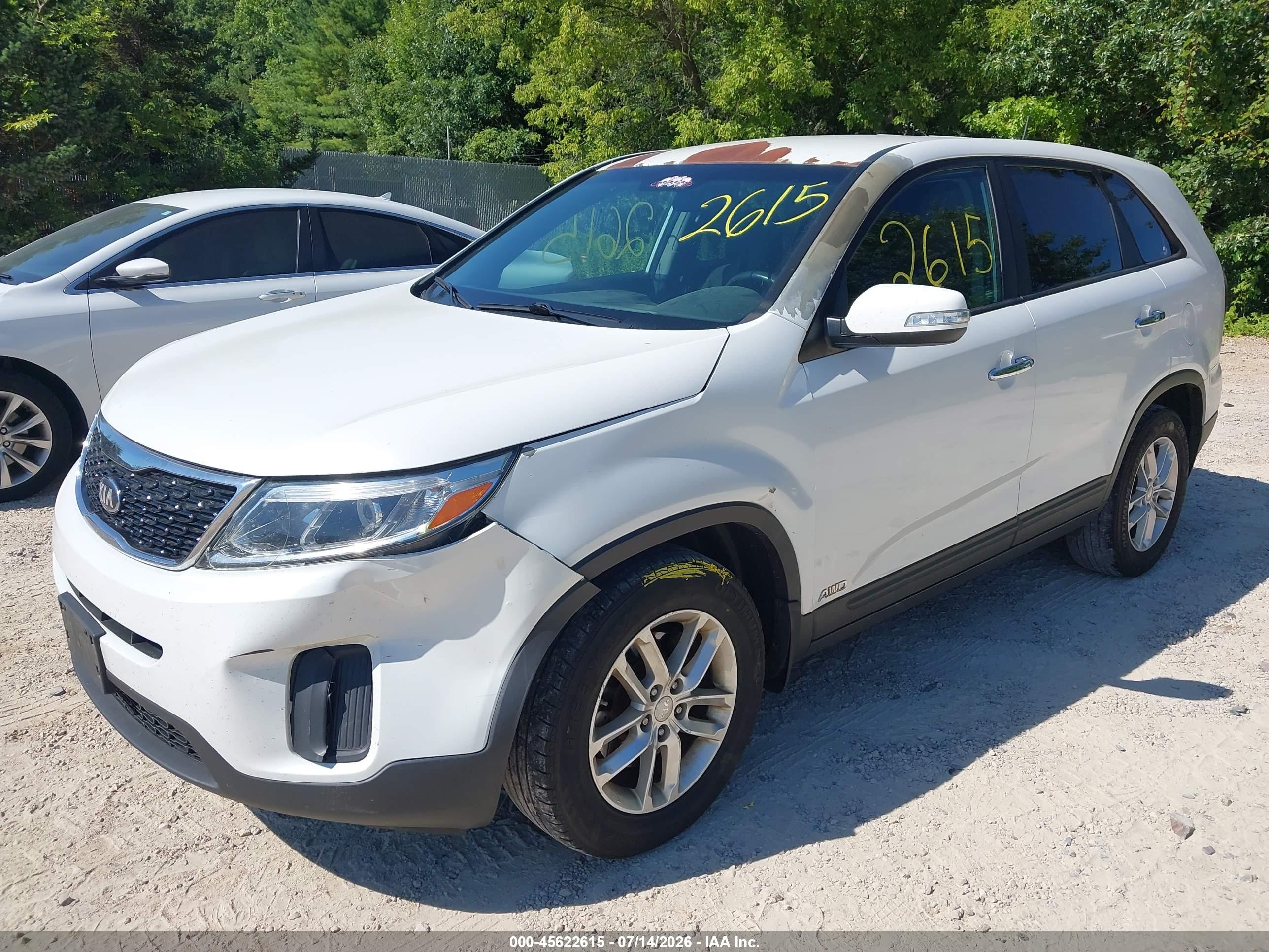 2014 Kia Sorento Lx White vin: 5XYKTDA60EG421454