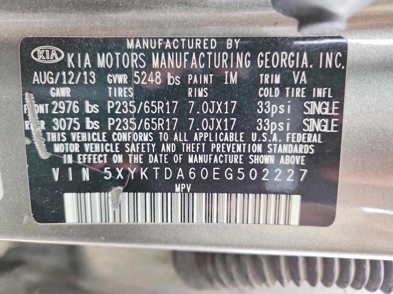 2014 Kia Sorento Lx Gray vin: 5XYKTDA60EG502227