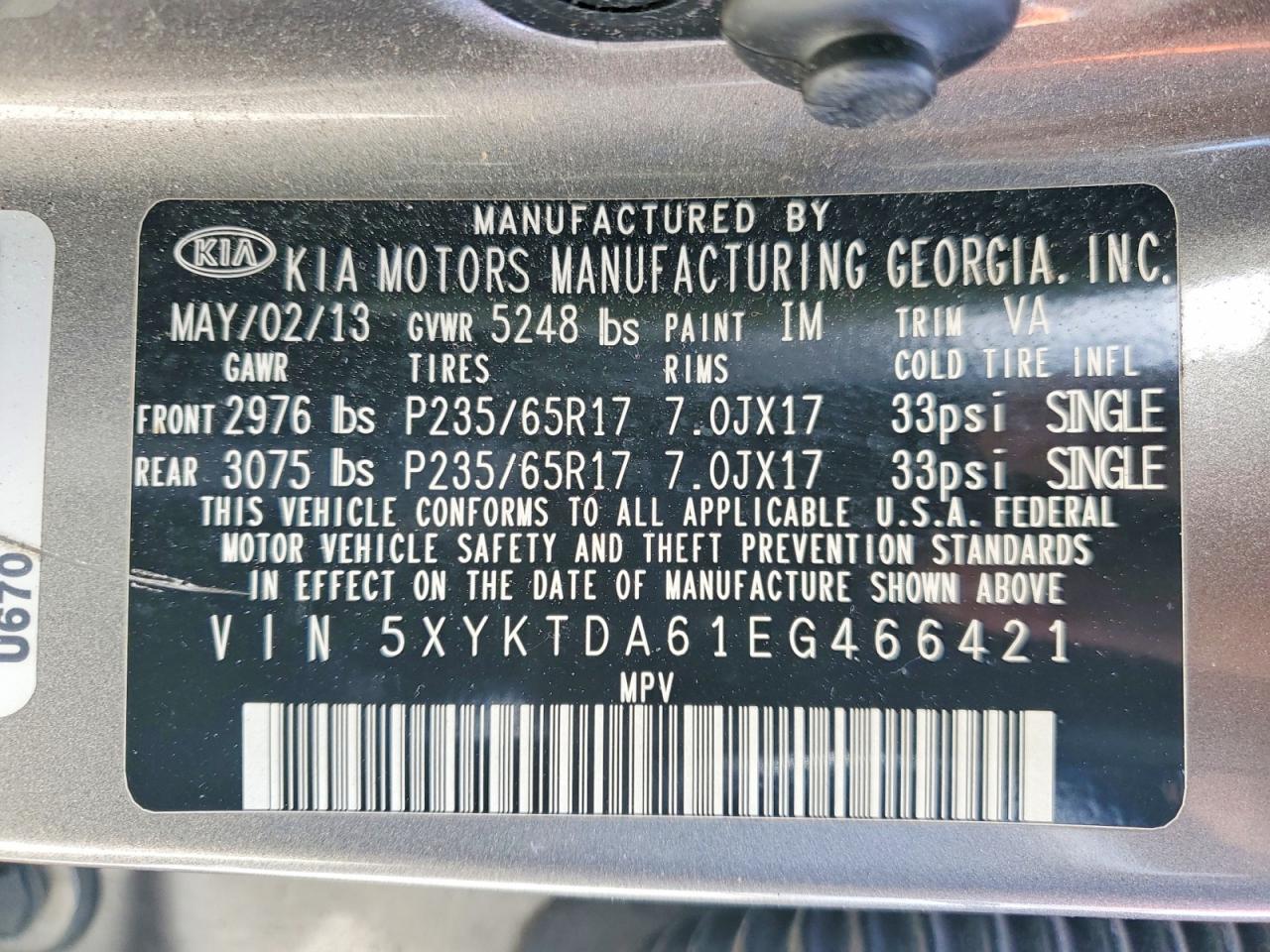 2014 Kia Sorento Lx Gray vin: 5XYKTDA61EG466421