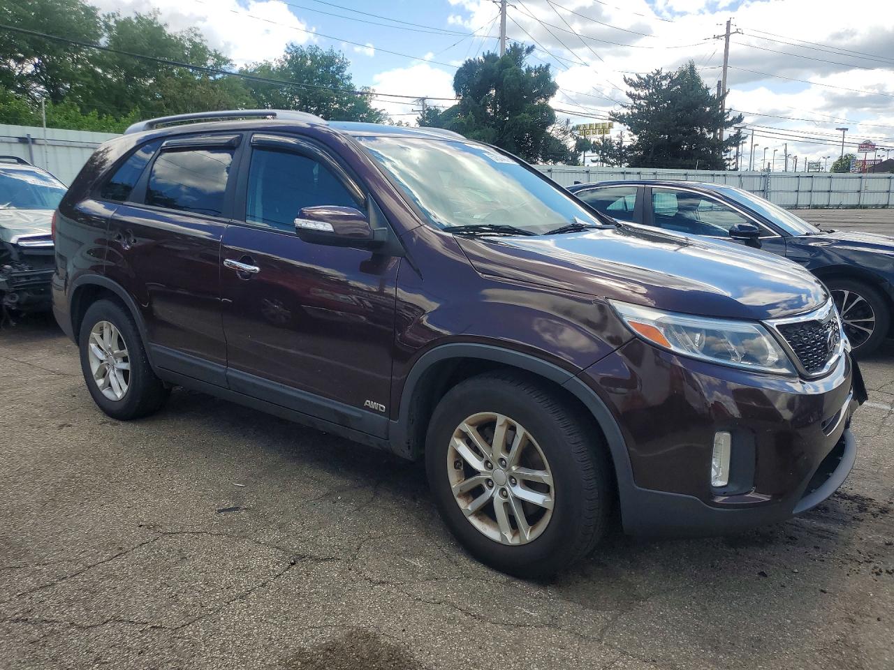 2014 Kia Sorento Lx Burgundy vin: 5XYKTDA63EG502495