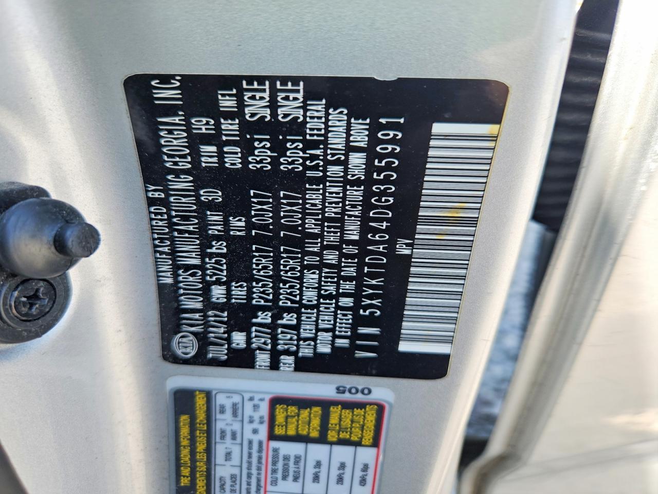 2013 Kia Sorento Lx Gray vin: 5XYKTDA64DG355991