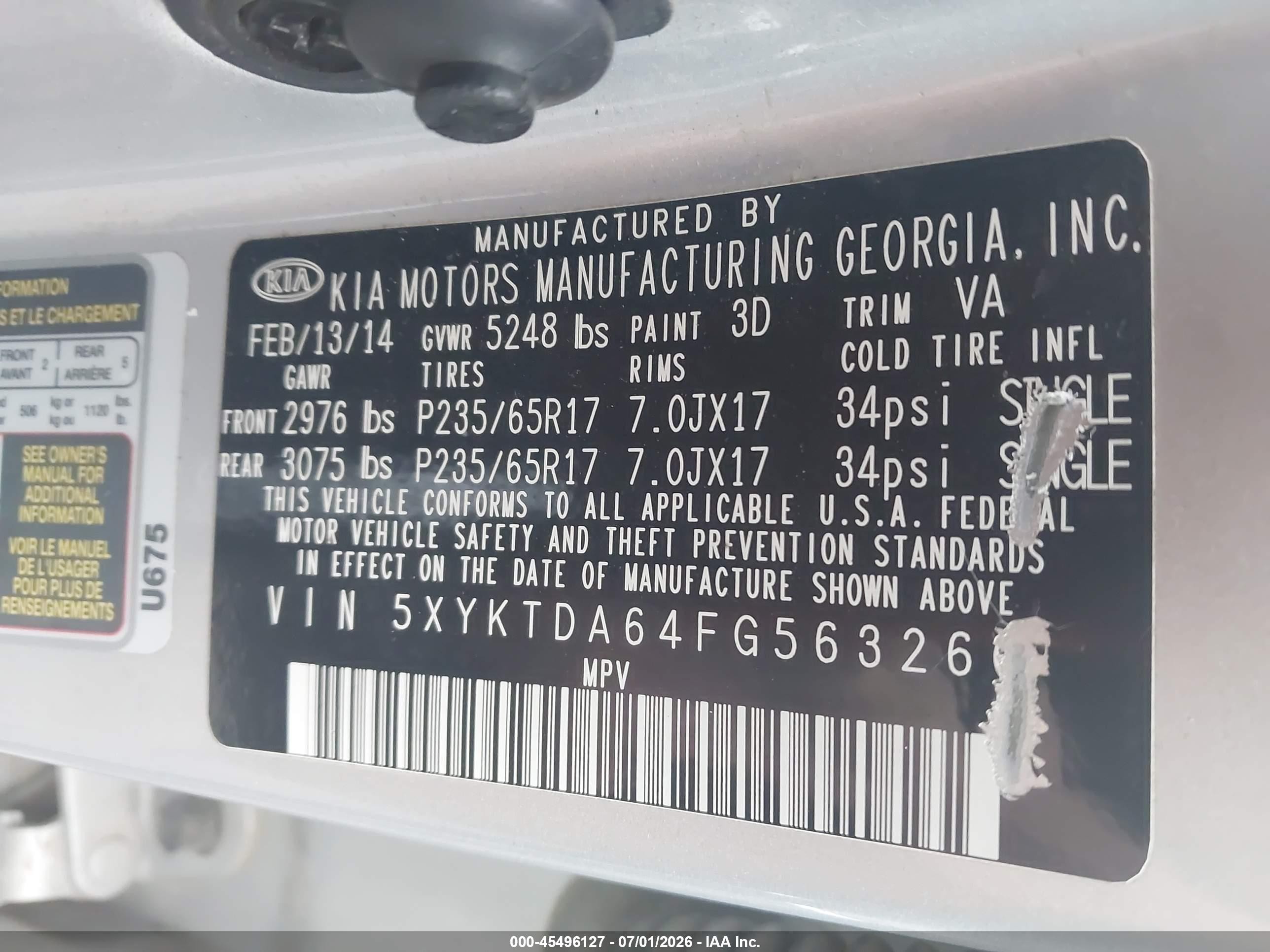2015 Kia Sorento Lx Silver vin: 5XYKTDA64FG563260