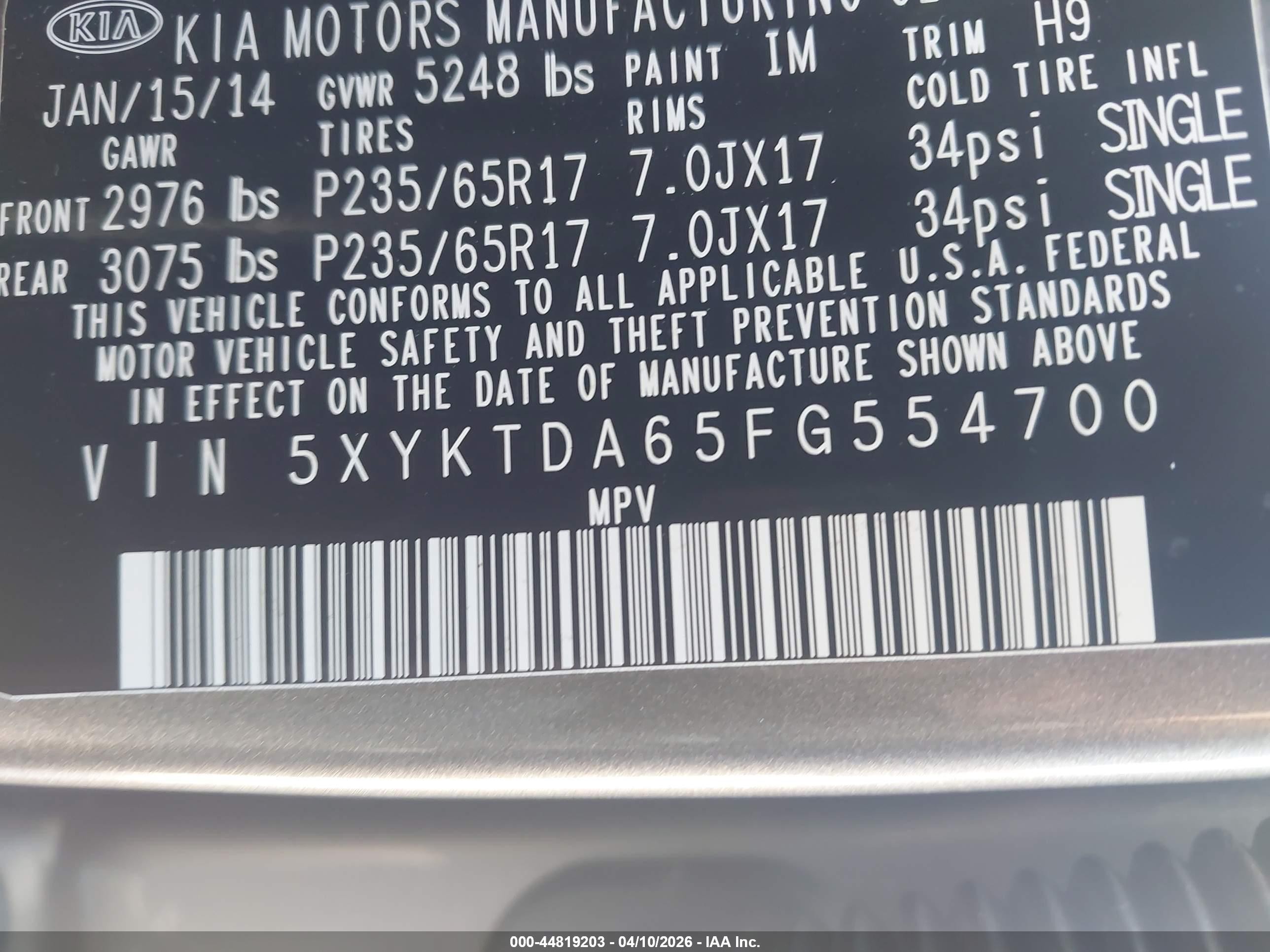 2015 Kia Sorento Lx Silver vin: 5XYKTDA65FG554700