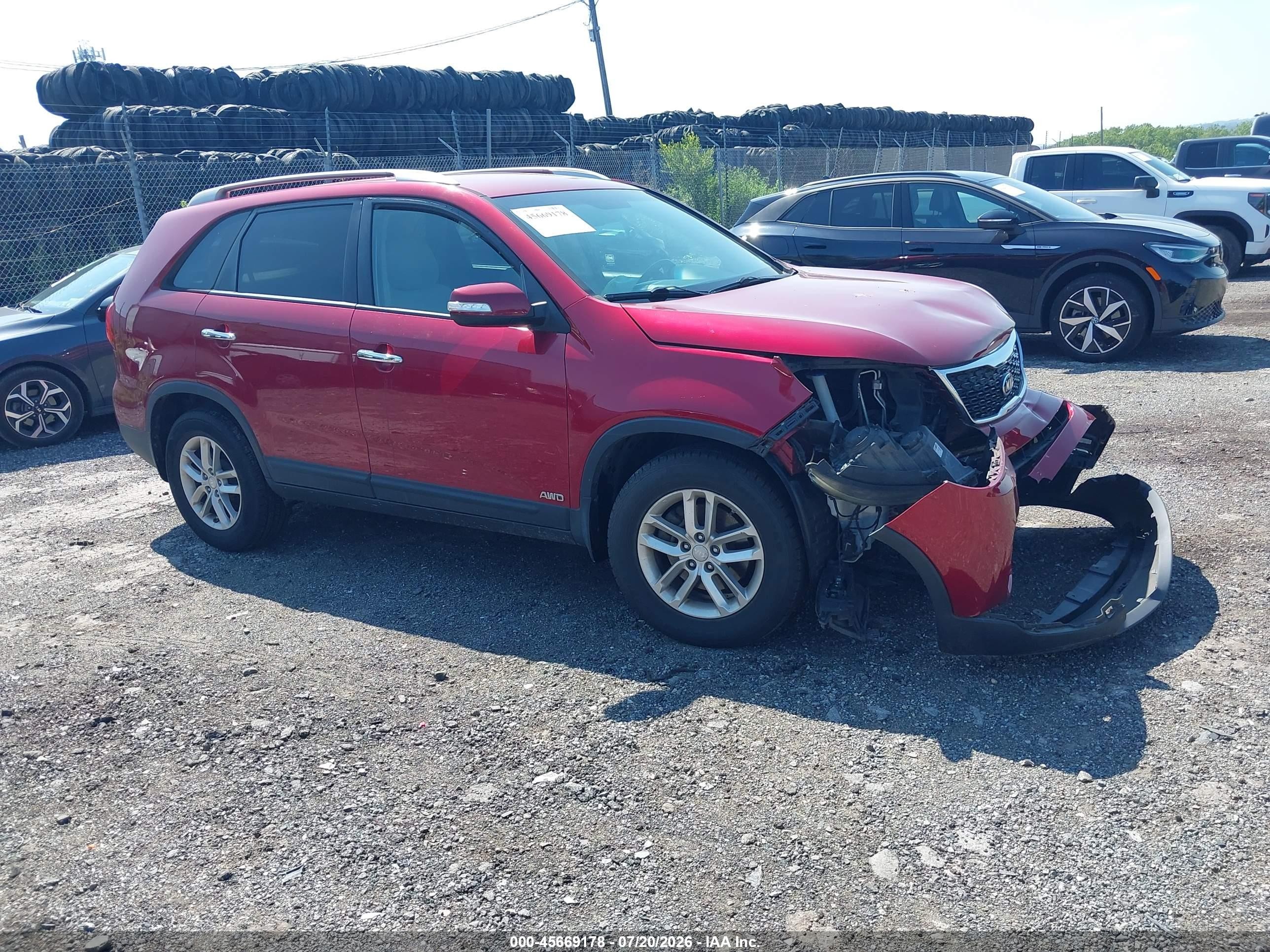 2015 Kia Sorento Lx Red vin: 5XYKTDA67FG640722