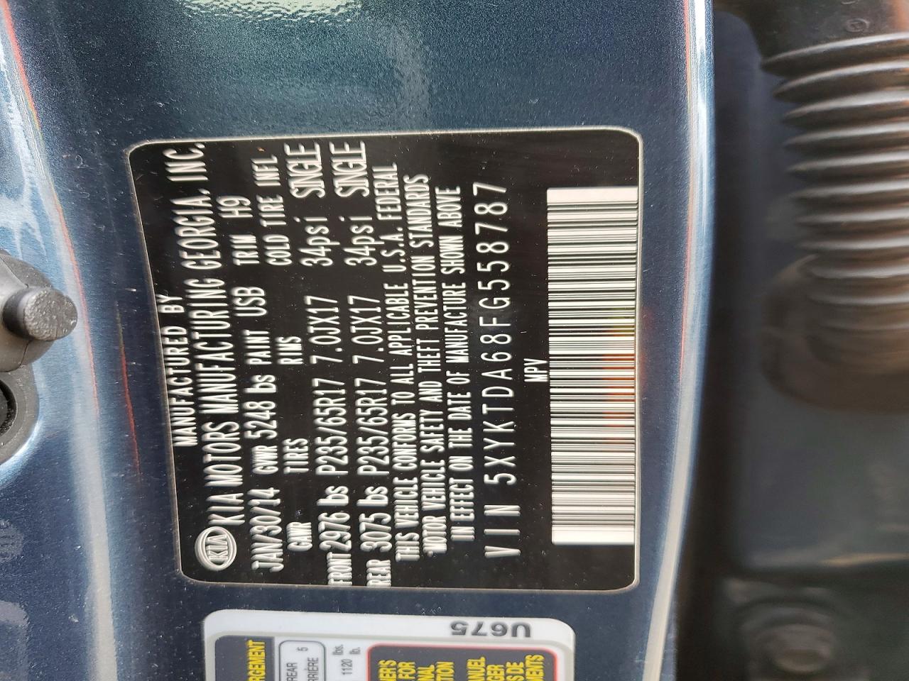2015 Kia Sorento Lx Blue vin: 5XYKTDA68FG558787