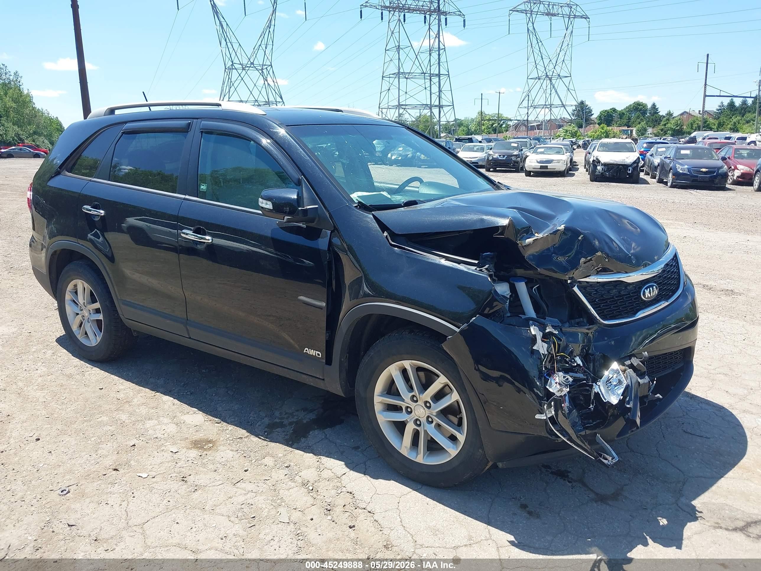 2015 Kia Sorento Lx Black vin: 5XYKTDA68FG606353