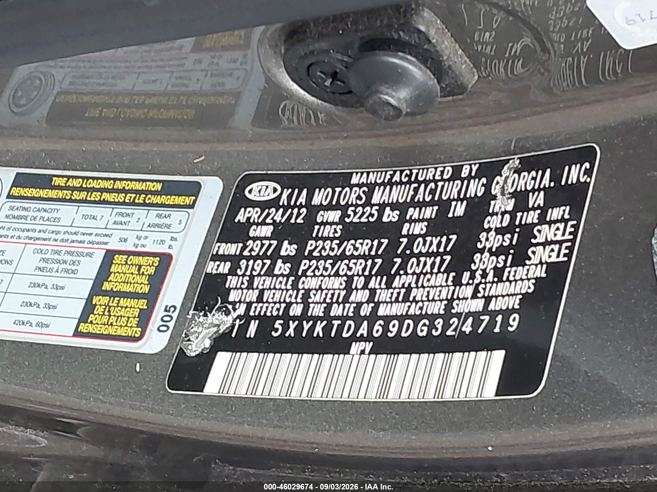 2013 Kia Sorento Lx Gray vin: 5XYKTDA69DG324719