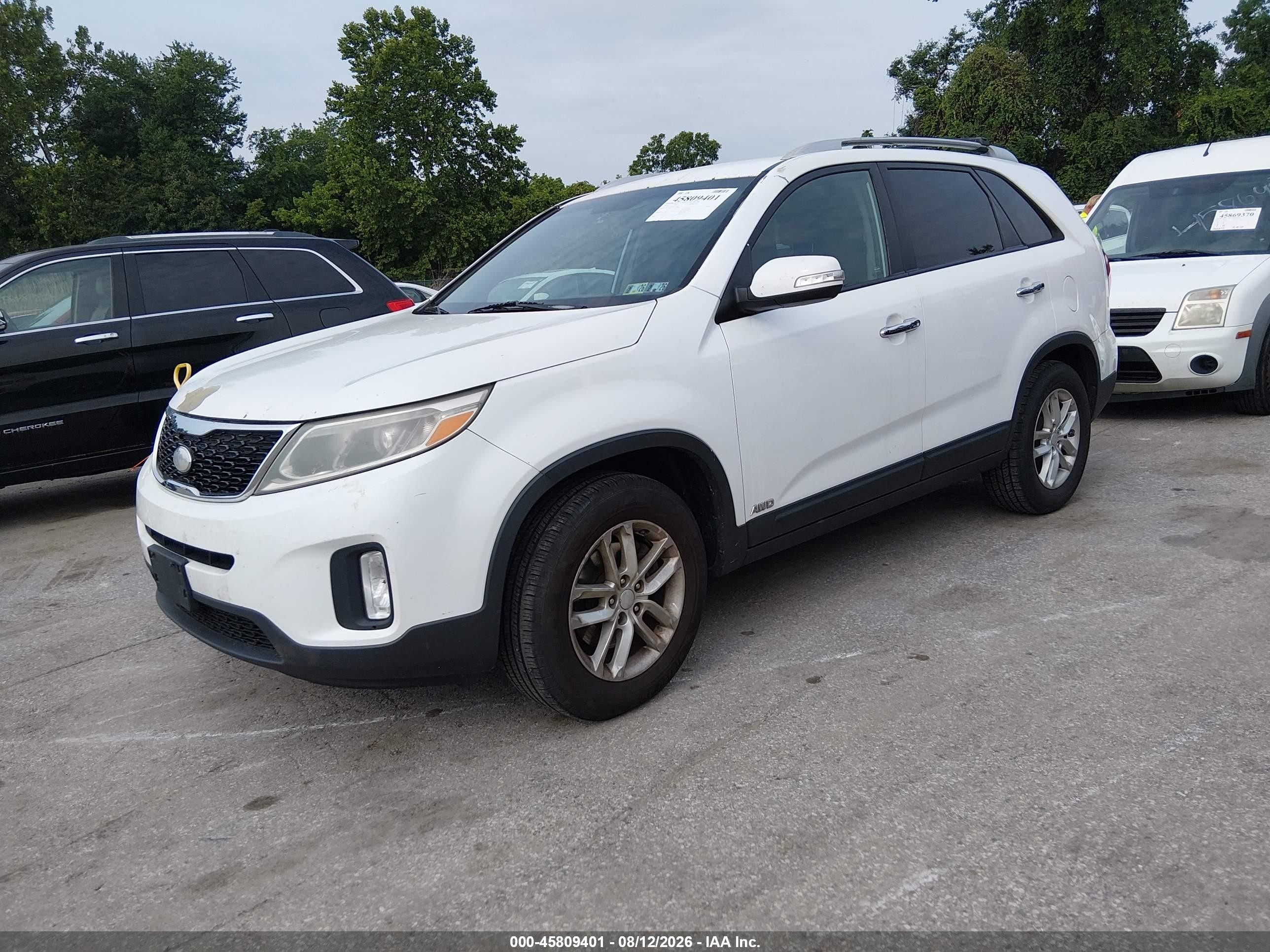 2014 Kia Sorento Lx White vin: 5XYKTDA69EG511508