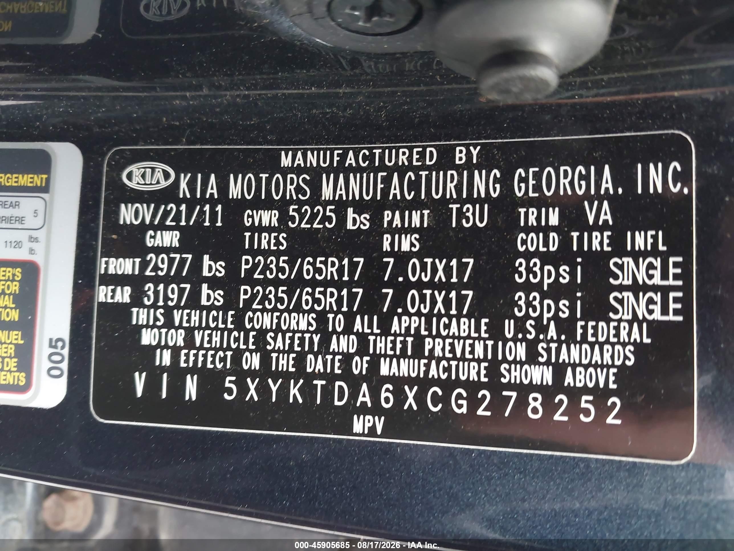 2012 Kia Sorento Lx Синий vin: 5XYKTDA6XCG278252