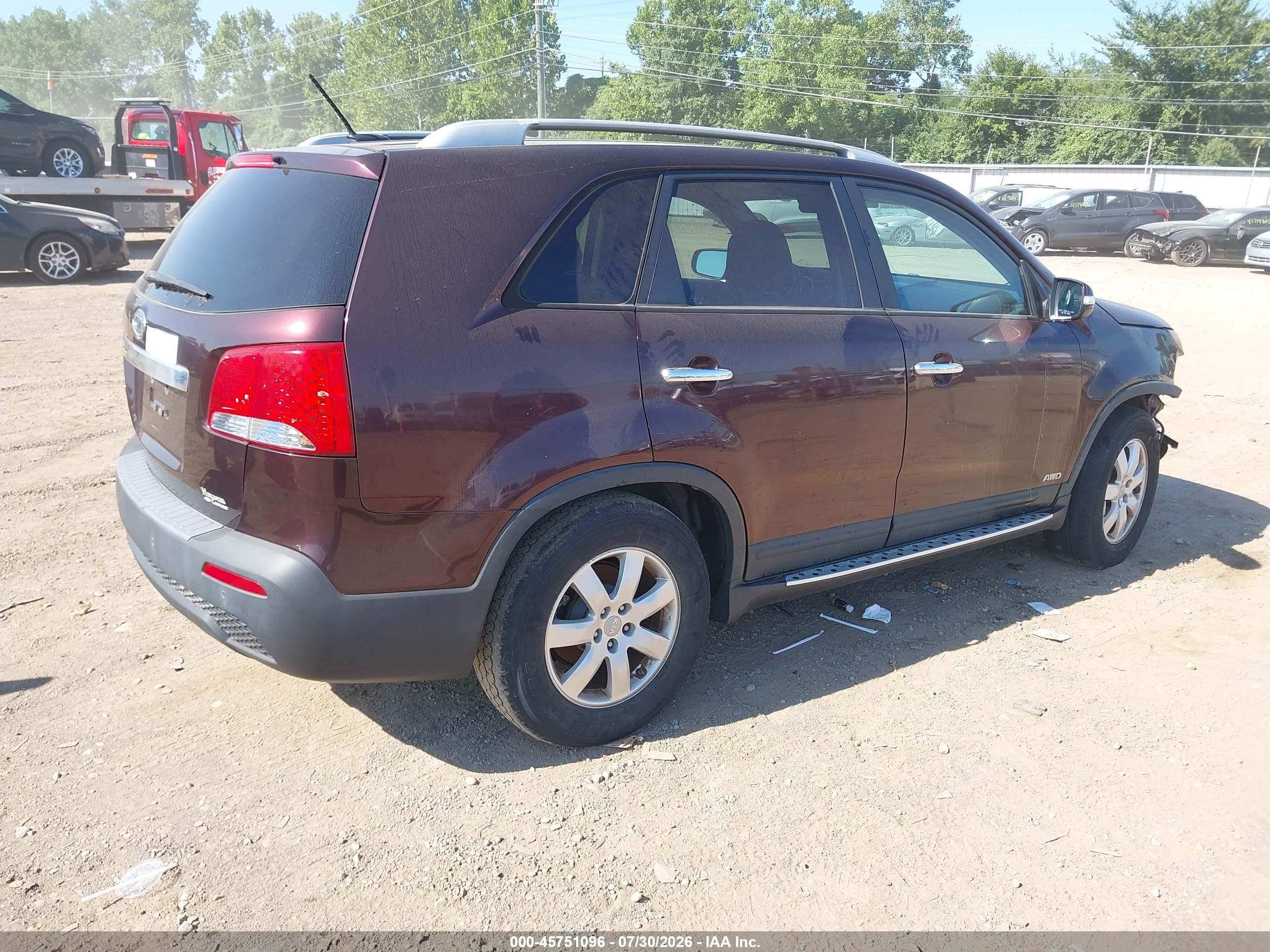 2012 Kia Sorento Lx Maroon vin: 5XYKTDA6XCG278686