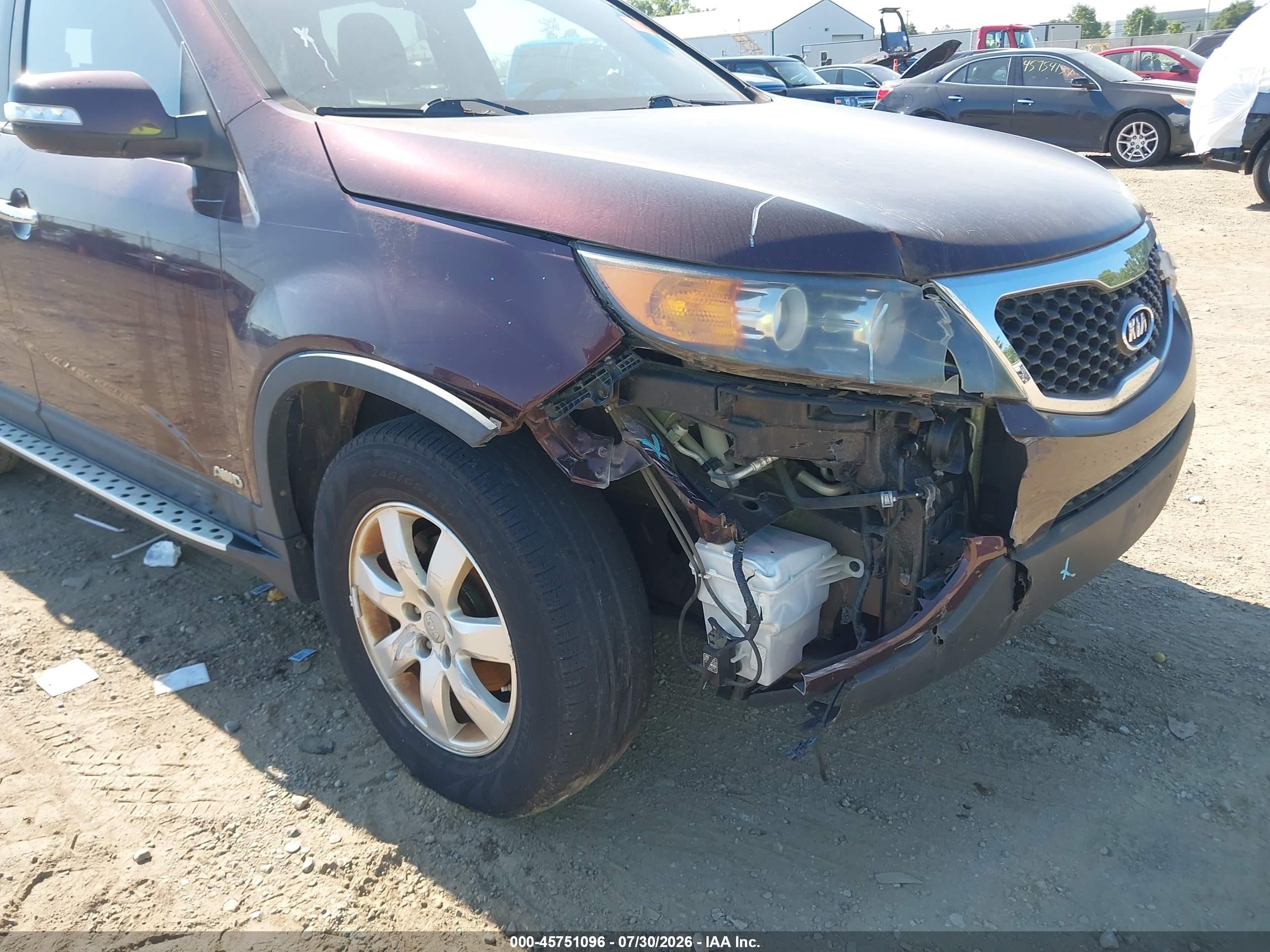 2012 Kia Sorento Lx Maroon vin: 5XYKTDA6XCG278686