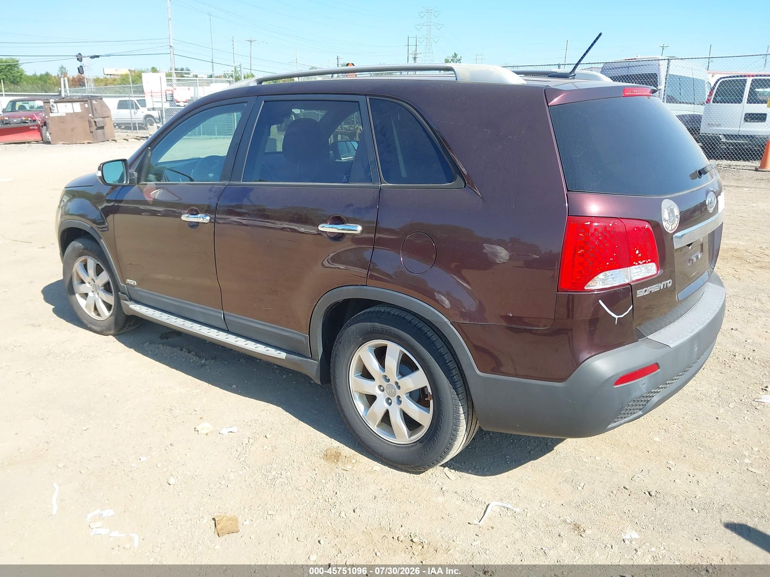 2012 Kia Sorento Lx Maroon vin: 5XYKTDA6XCG278686