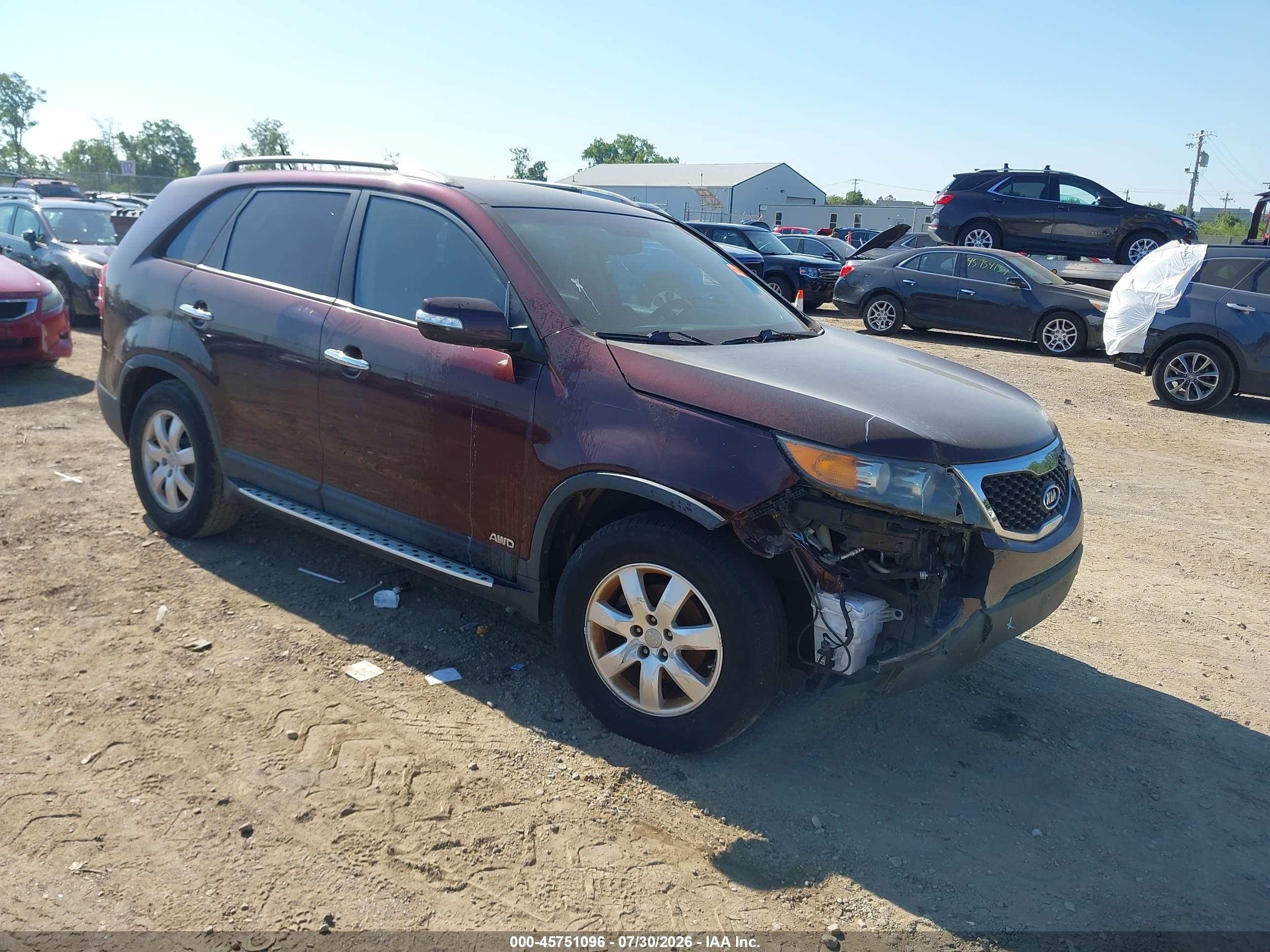 2012 Kia Sorento Lx Maroon vin: 5XYKTDA6XCG278686