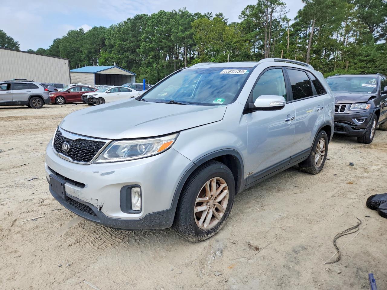 2014 Kia Sorento Lx Silver vin: 5XYKTDA6XEG500890