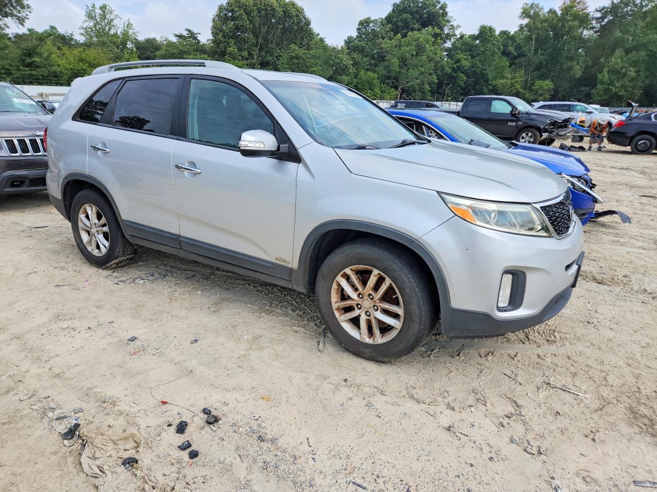 2014 Kia Sorento Lx Silver vin: 5XYKTDA6XEG500890