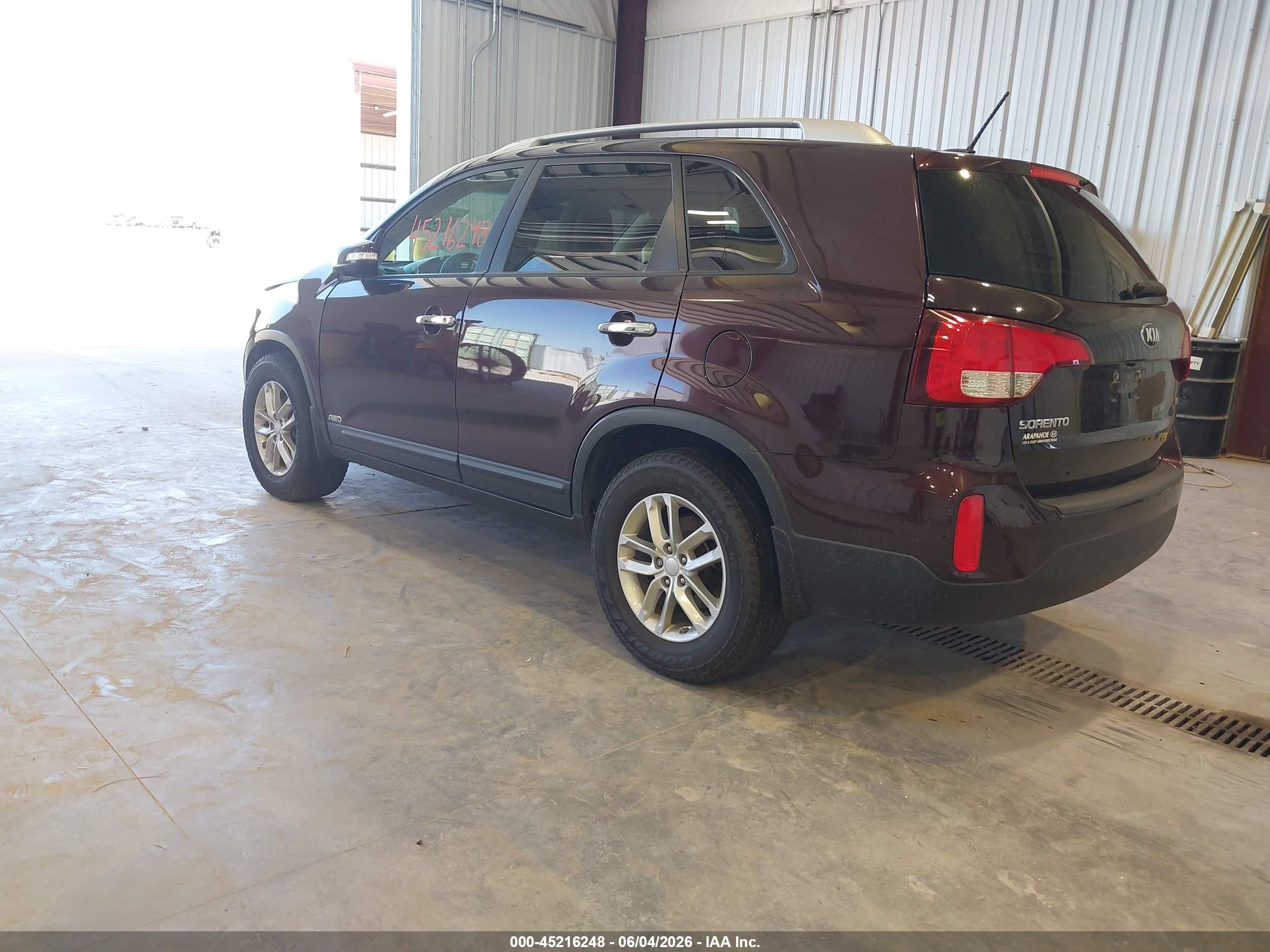2014 Kia Sorento Lx V6 Purple vin: 5XYKTDA72EG532130