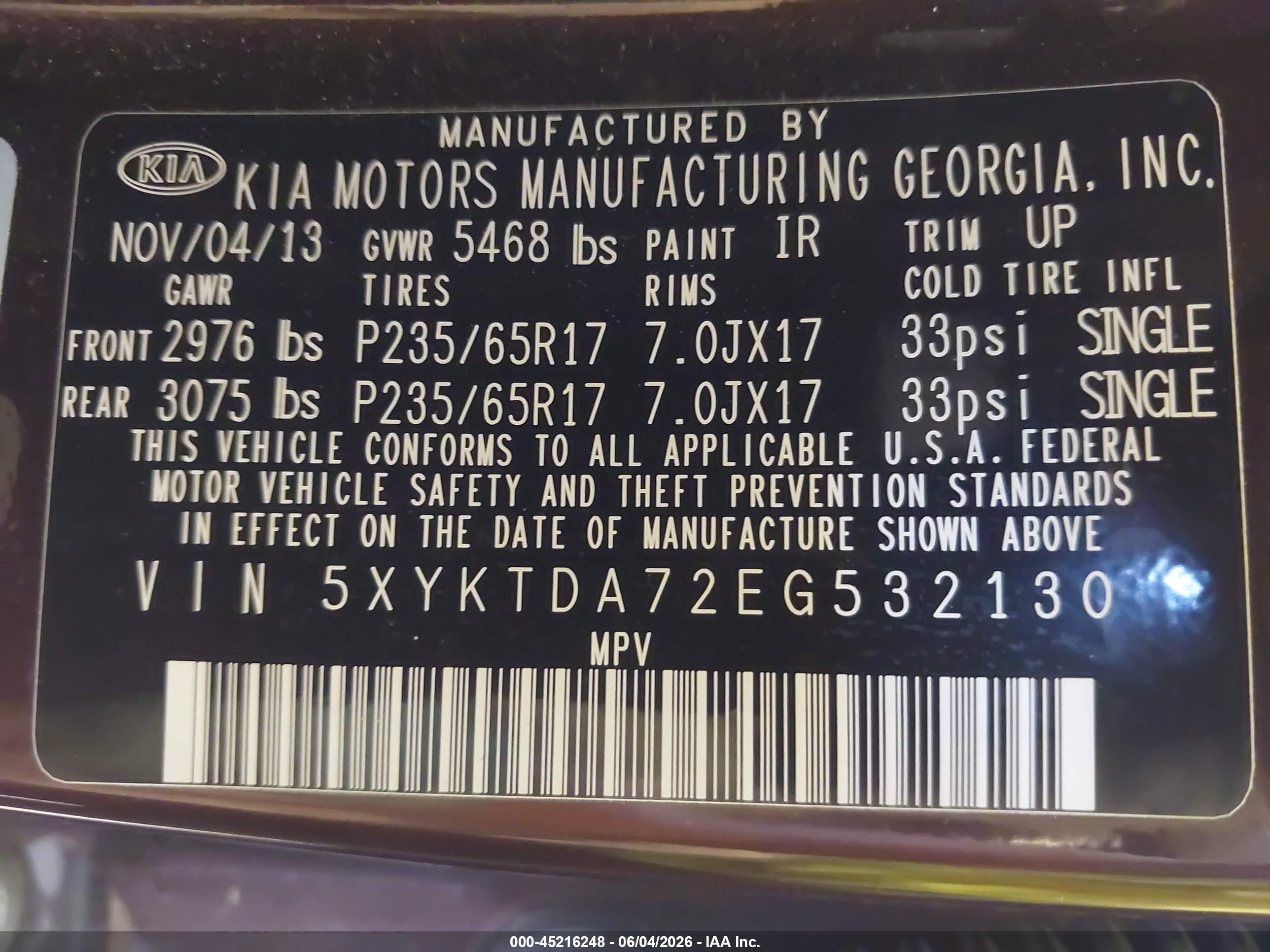 2014 Kia Sorento Lx V6 Purple vin: 5XYKTDA72EG532130