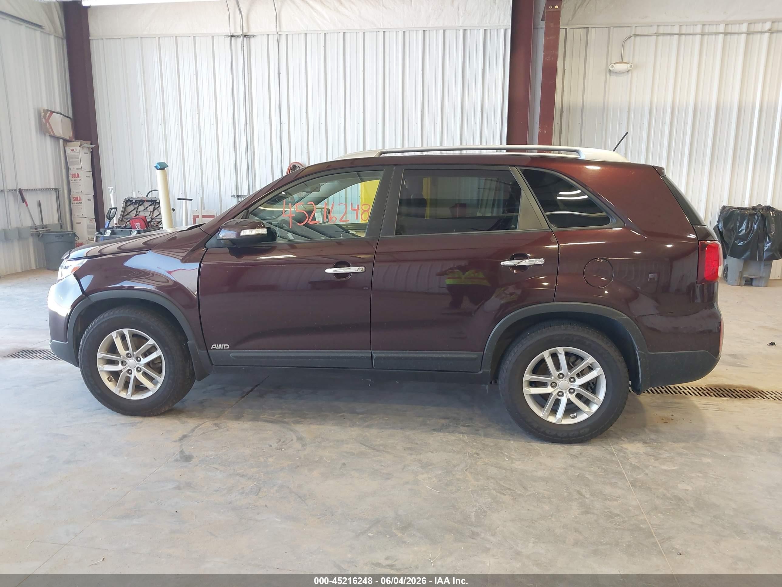 2014 Kia Sorento Lx V6 Purple vin: 5XYKTDA72EG532130