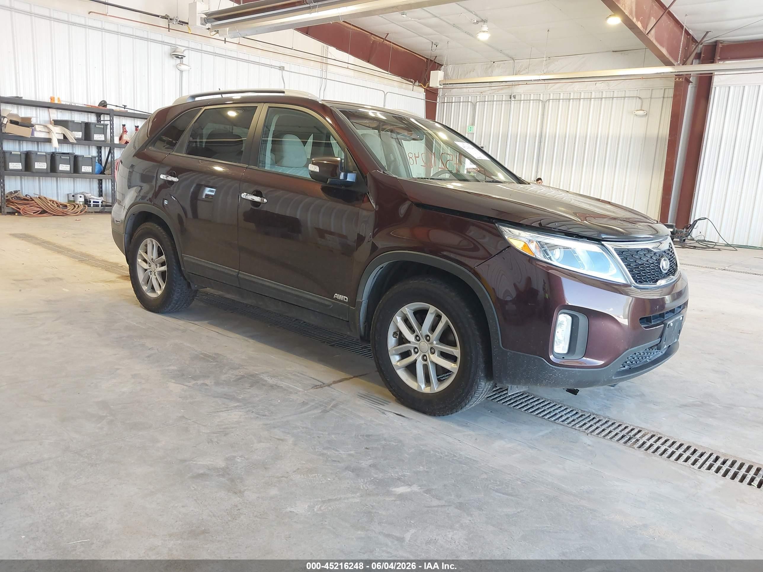 2014 Kia Sorento Lx V6 Purple vin: 5XYKTDA72EG532130