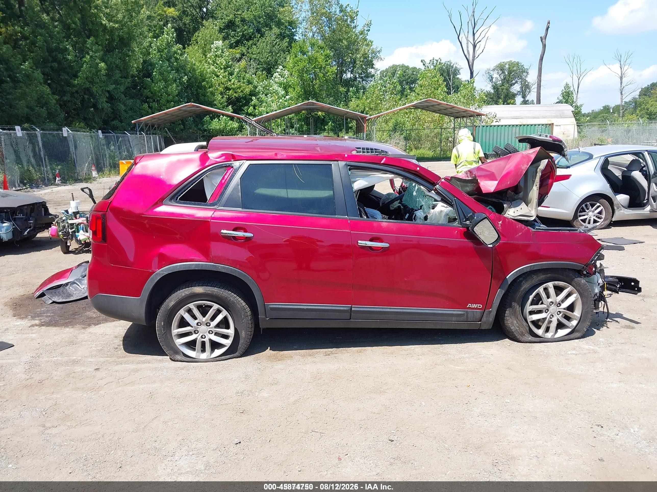 2015 Kia Sorento Lx V6 Red vin: 5XYKTDA72FG582334