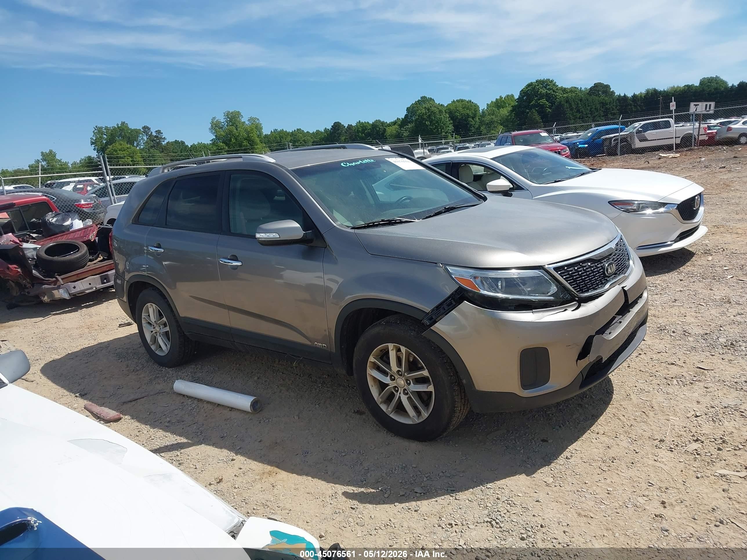 2015 Kia Sorento Lx V6 Gray vin: 5XYKTDA72FG659090