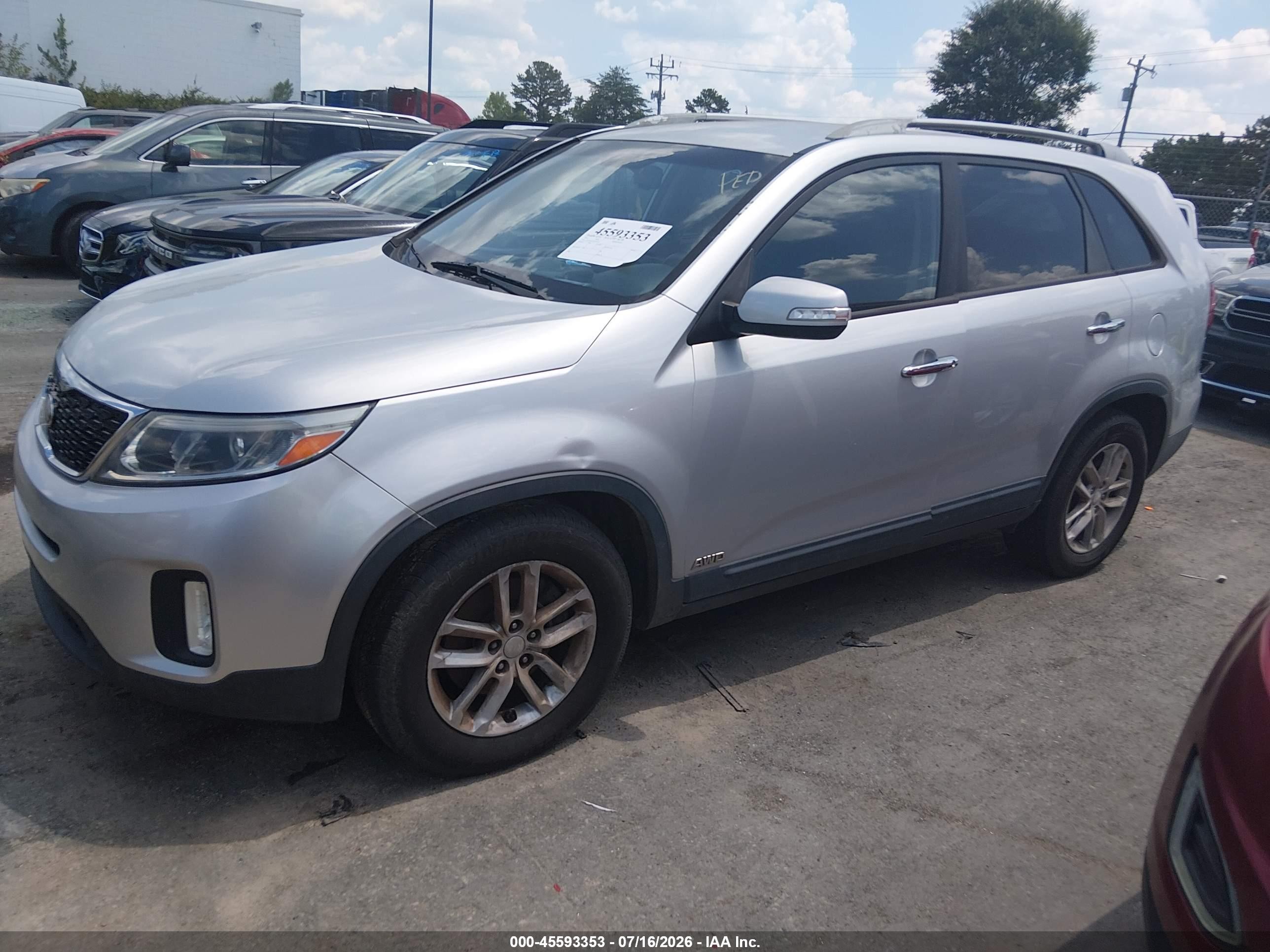 2014 Kia Sorento Lx V6 Silver vin: 5XYKTDA73EG470351