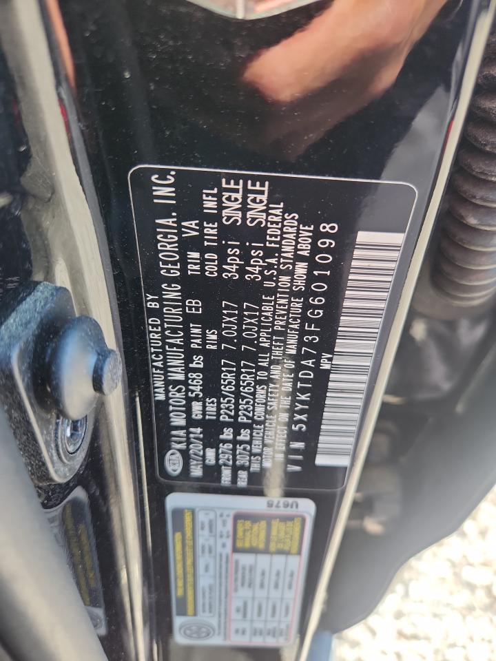 2015 Kia Sorento Lx Черный vin: 5XYKTDA73FG601098