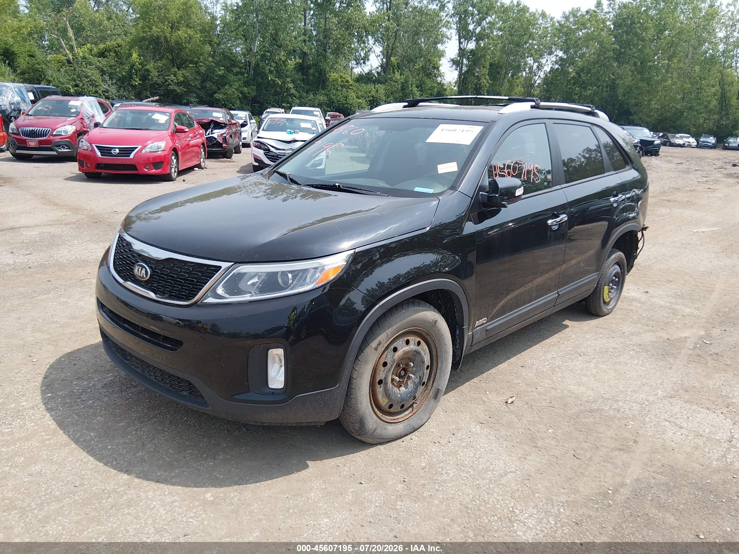 2014 Kia Sorento Lx V6 Black vin: 5XYKTDA78EG509922