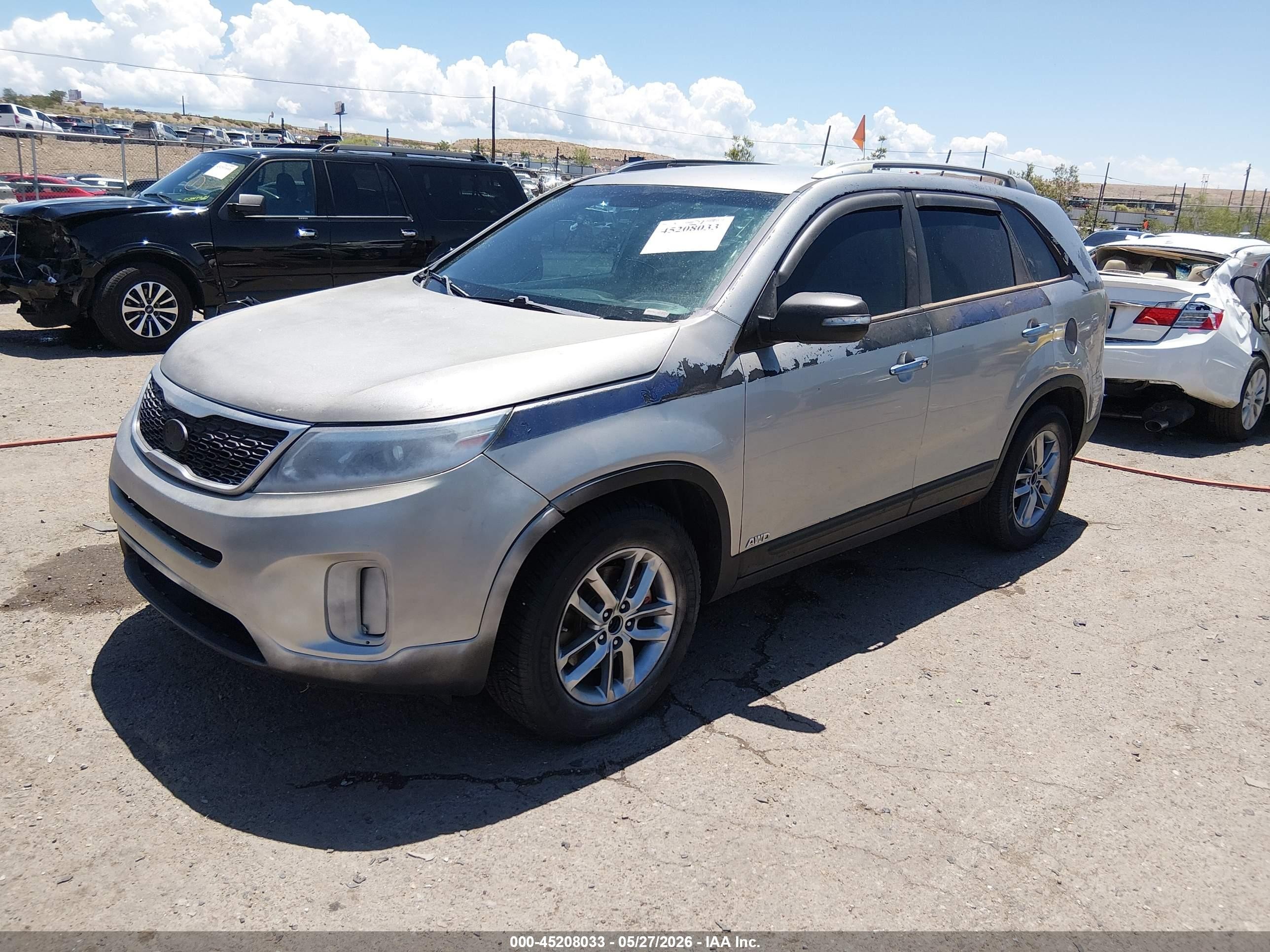 2015 Kia Sorento Lx V6 Silver vin: 5XYKTDA78FG649874
