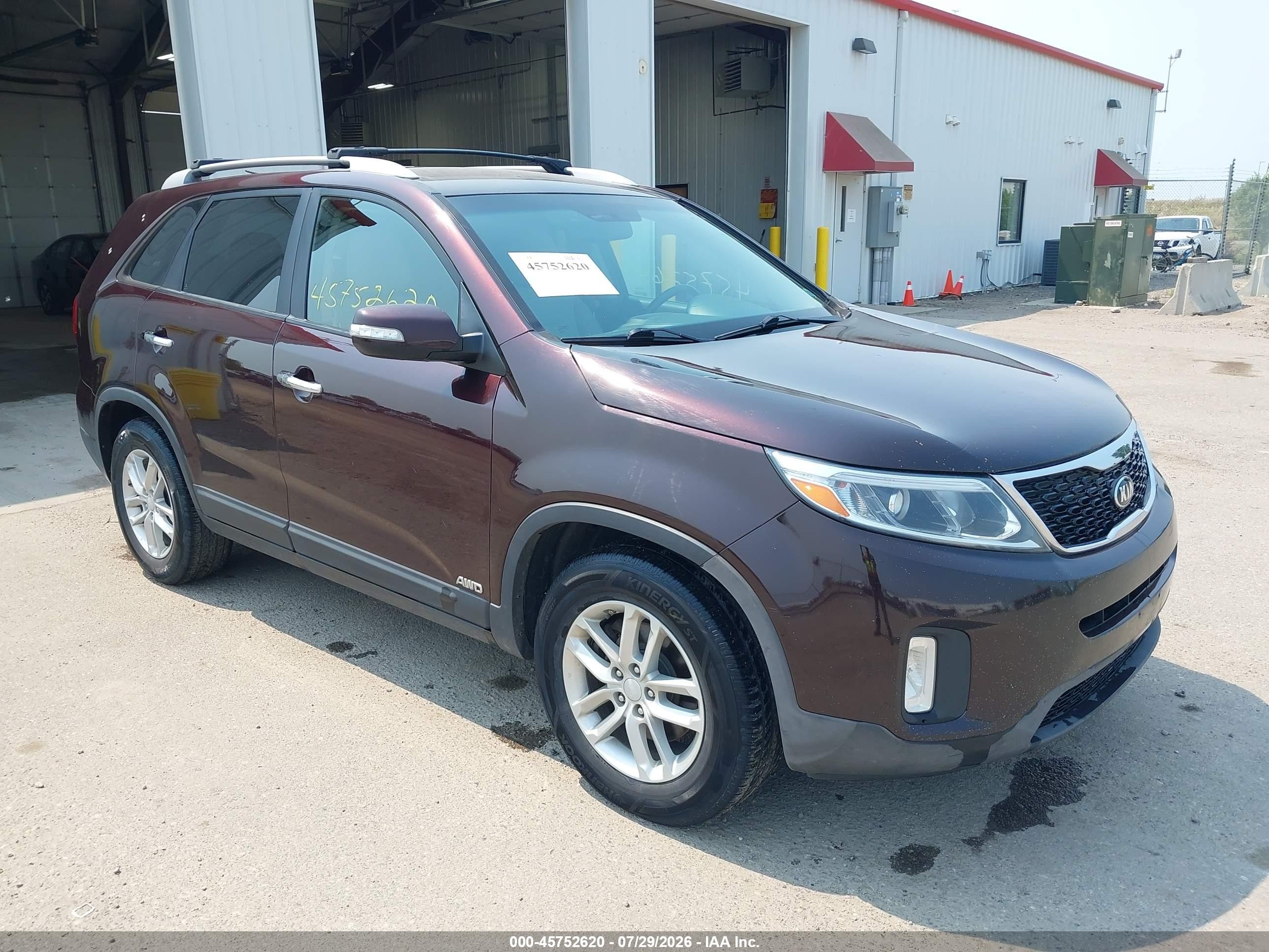 2014 Kia Sorento Lx V6 Purple vin: 5XYKTDA79EG462139