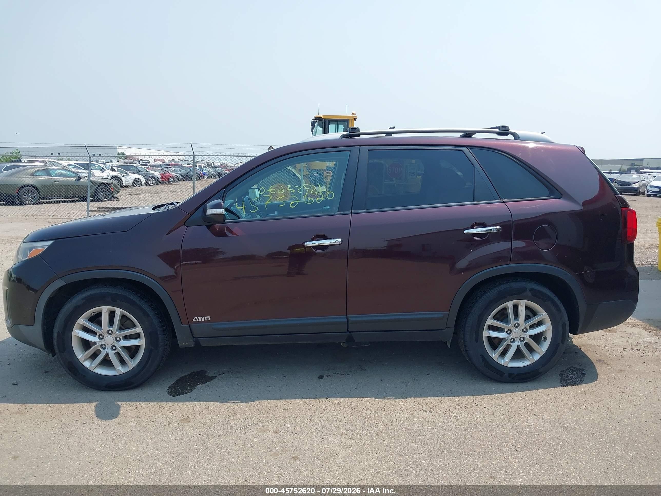 2014 Kia Sorento Lx V6 Purple vin: 5XYKTDA79EG462139