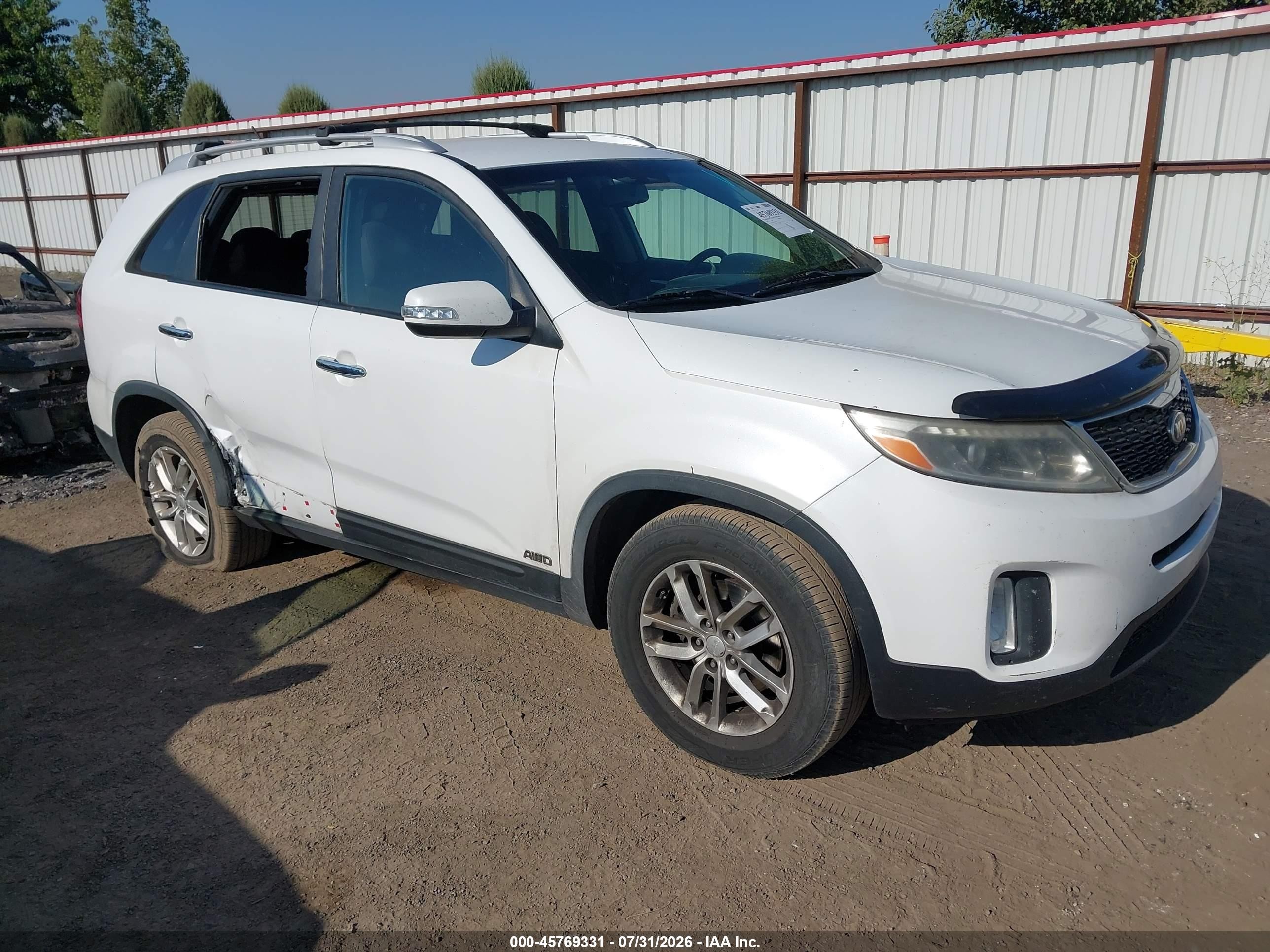 2014 Kia Sorento Lx V6 White vin: 5XYKTDA79EG524185