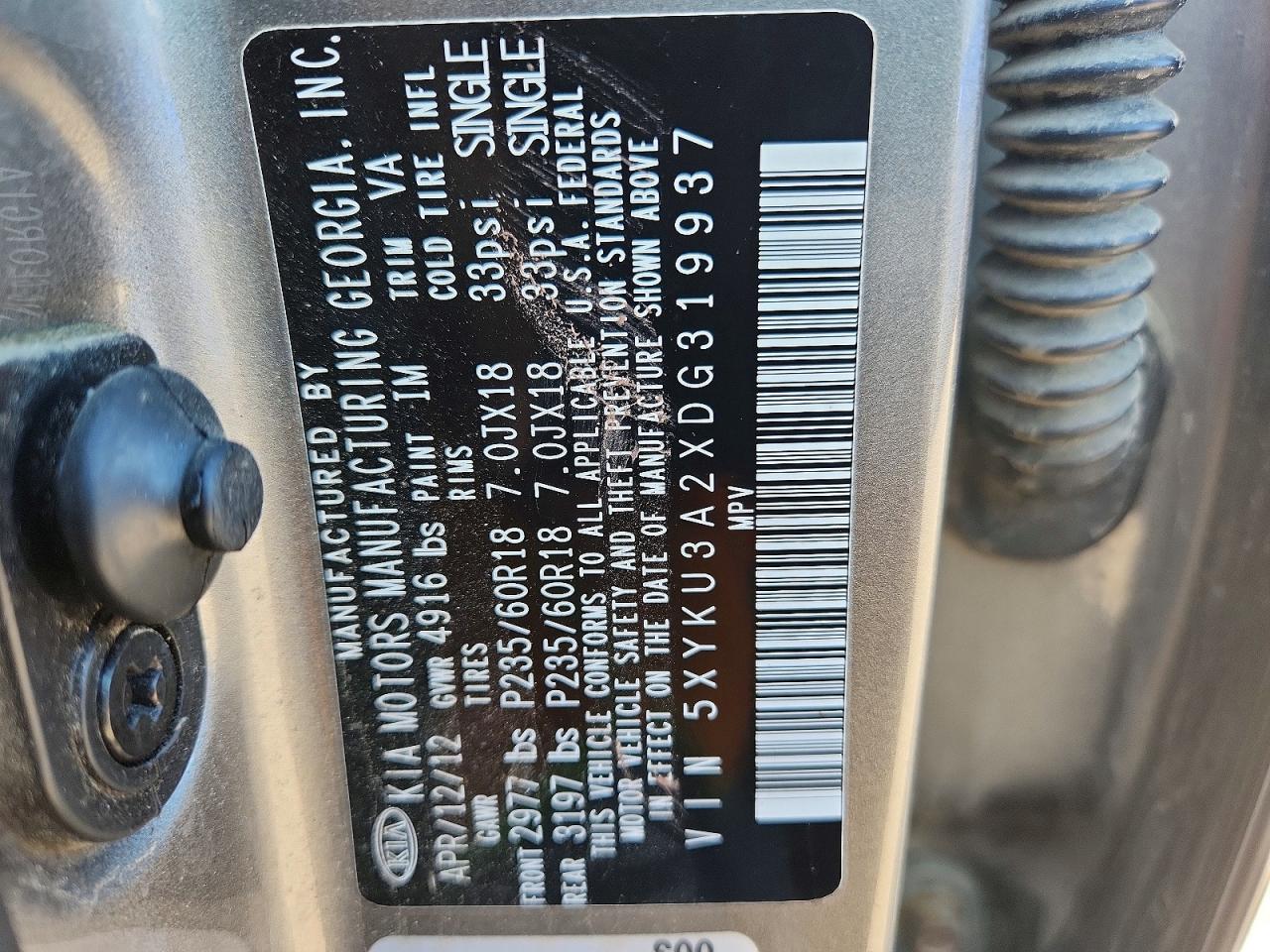 2013 Kia Sorento Ex Gray vin: 5XYKU3A2XDG319937
