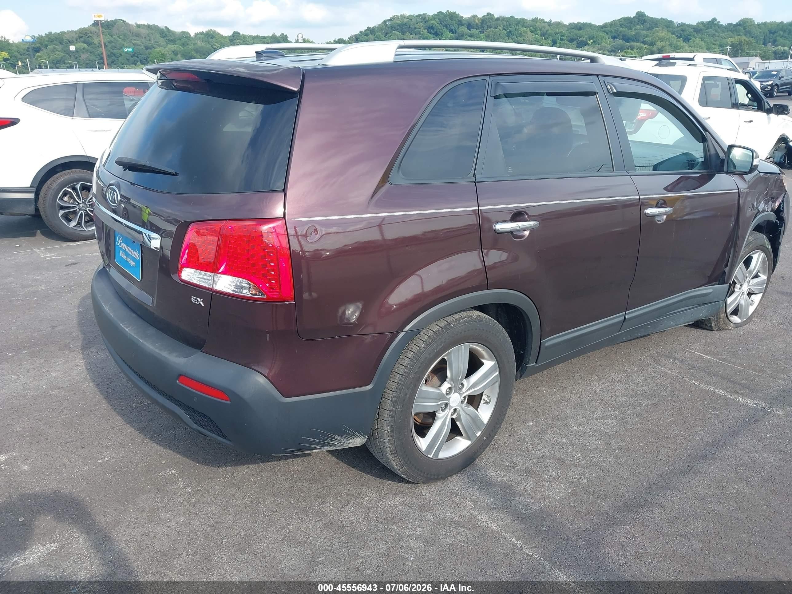 2013 Kia Sorento Ex Burgundy vin: 5XYKU3A63DG373552
