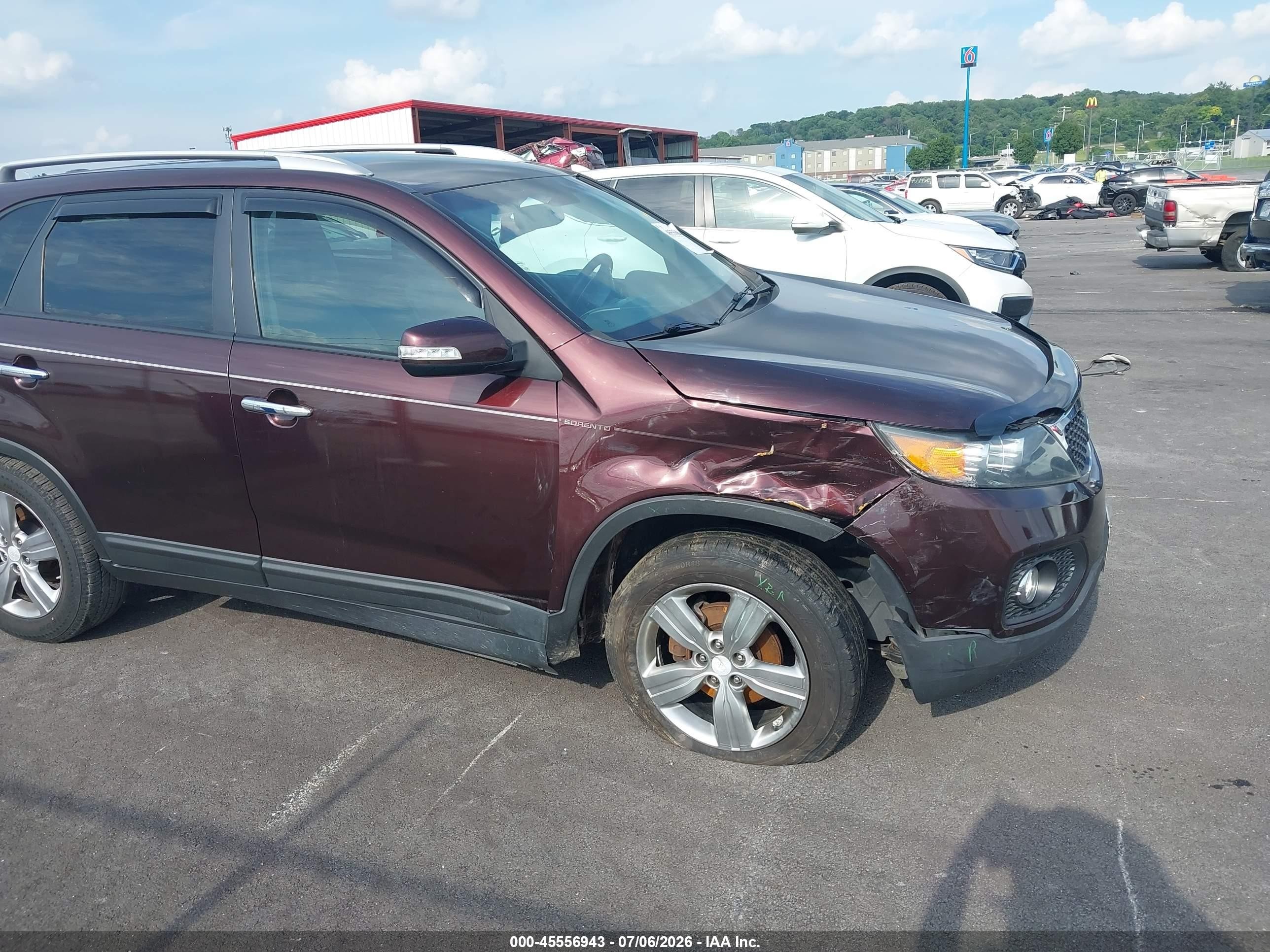 2013 Kia Sorento Ex Burgundy vin: 5XYKU3A63DG373552