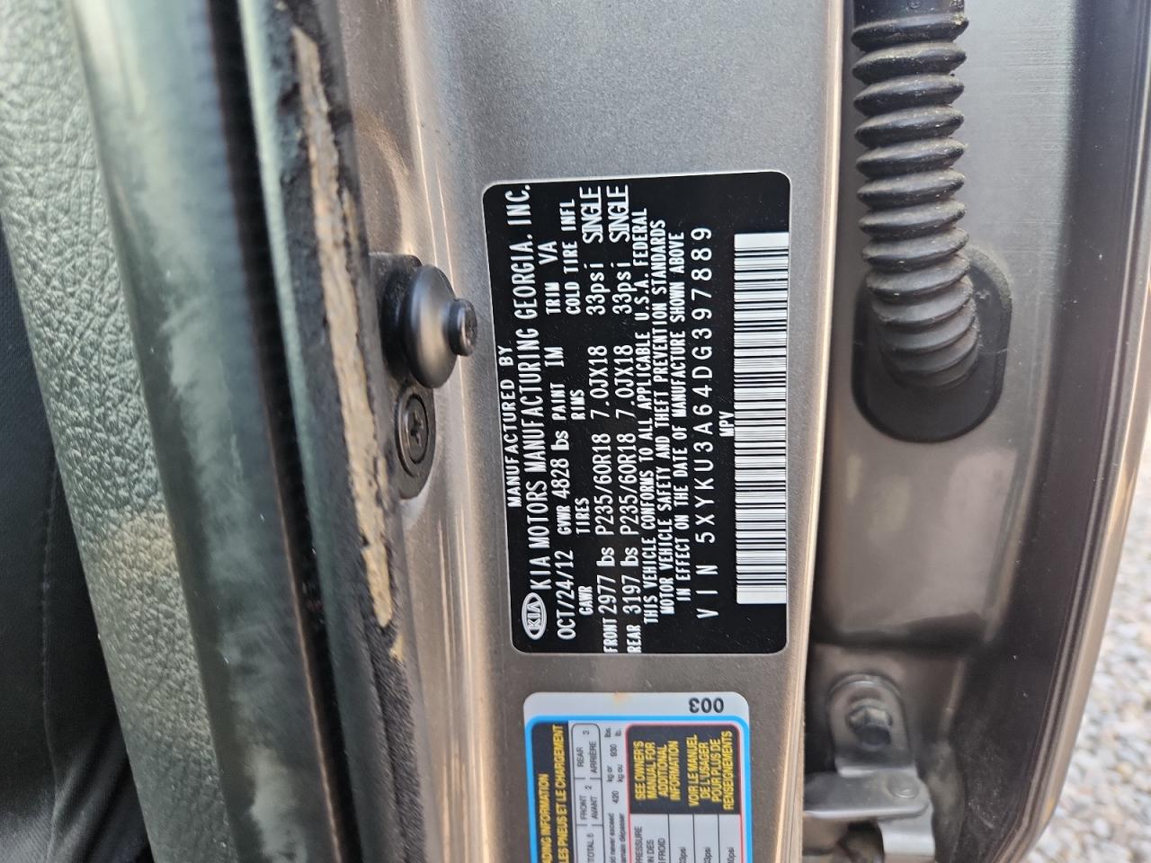 2013 Kia Sorento Ex Silver vin: 5XYKU3A64DG397889