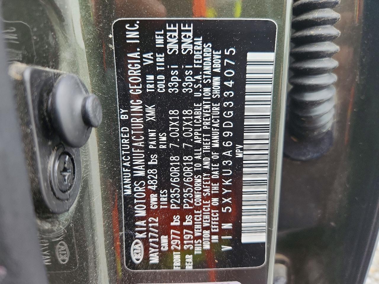2013 Kia Sorento Ex Green vin: 5XYKU3A69DG334075