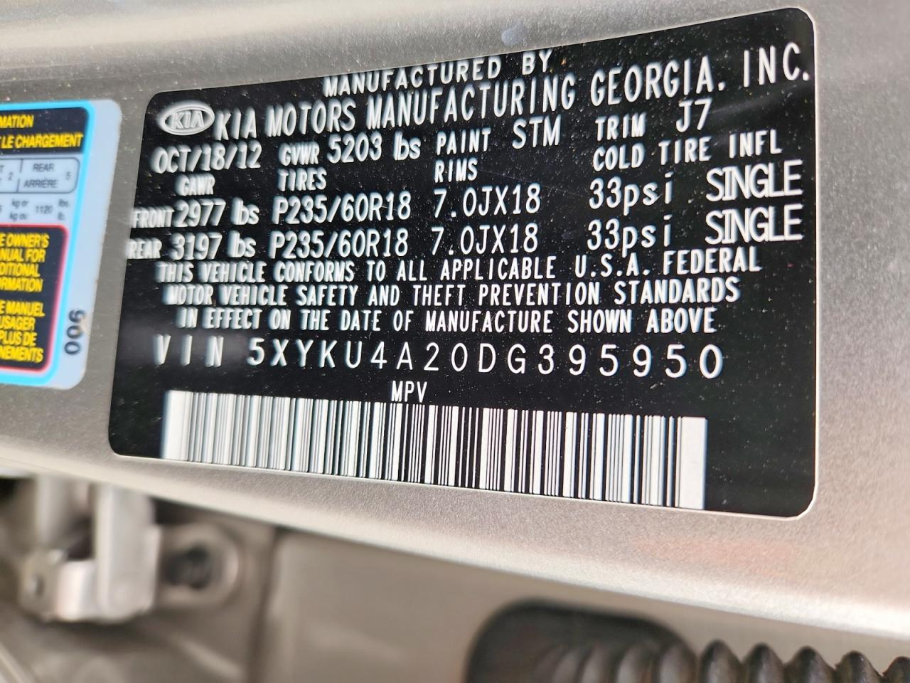 2013 Kia Sorento Ex Silver vin: 5XYKU4A20DG395950