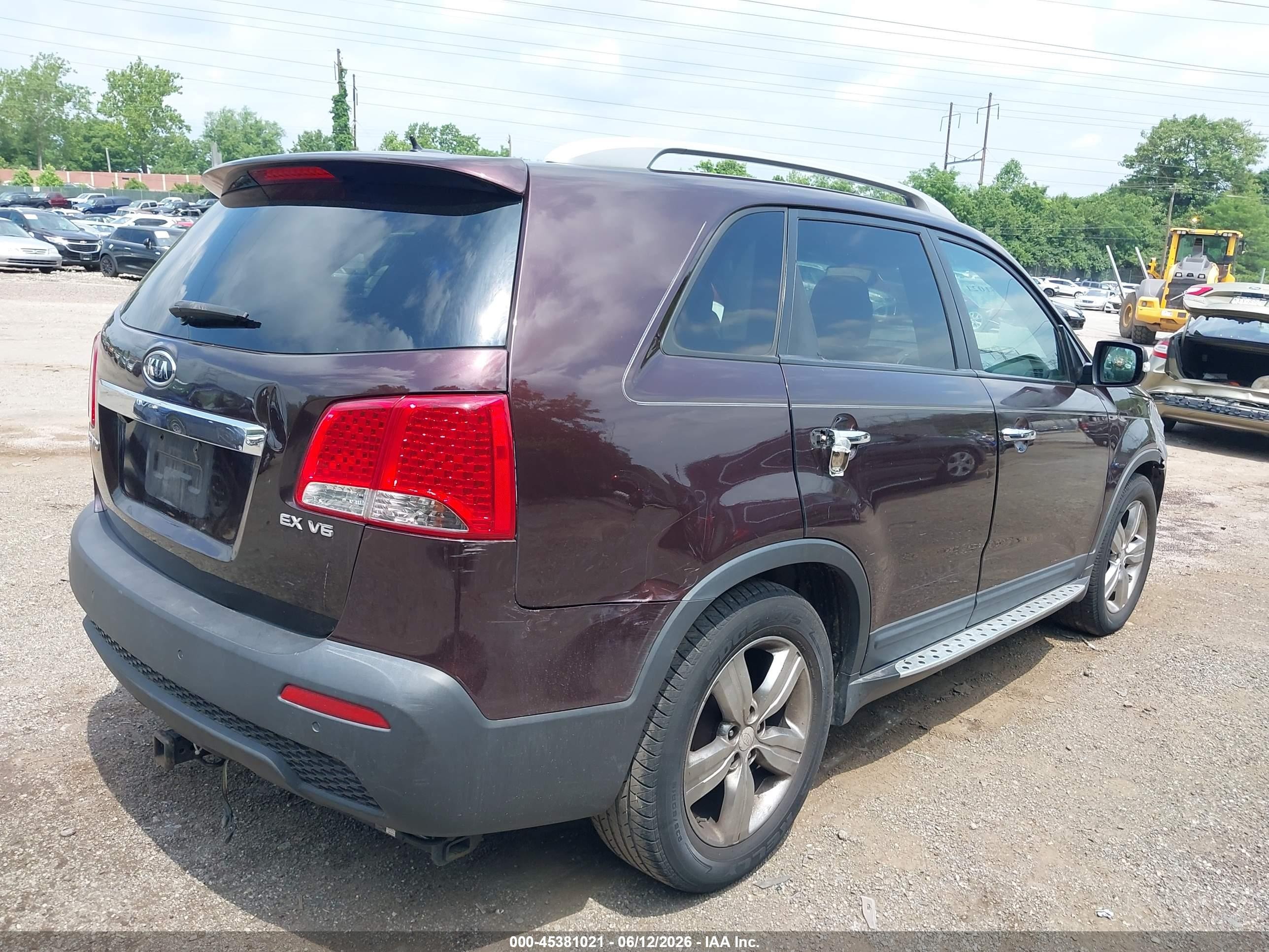 2012 Kia Sorento Ex V6 Burgundy vin: 5XYKU4A23CG244535