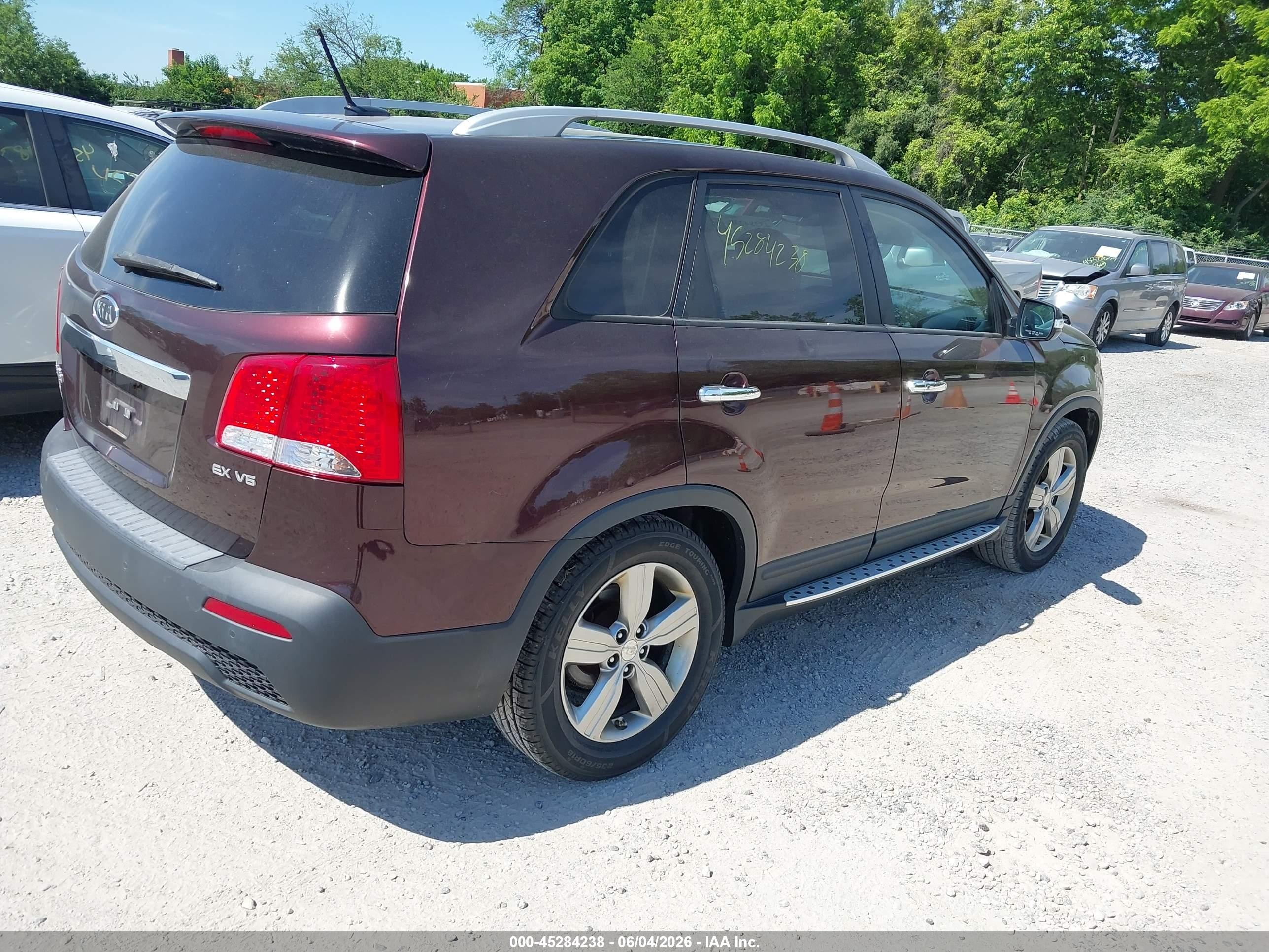 2012 Kia Sorento Ex V6 Maroon vin: 5XYKU4A24CG299169