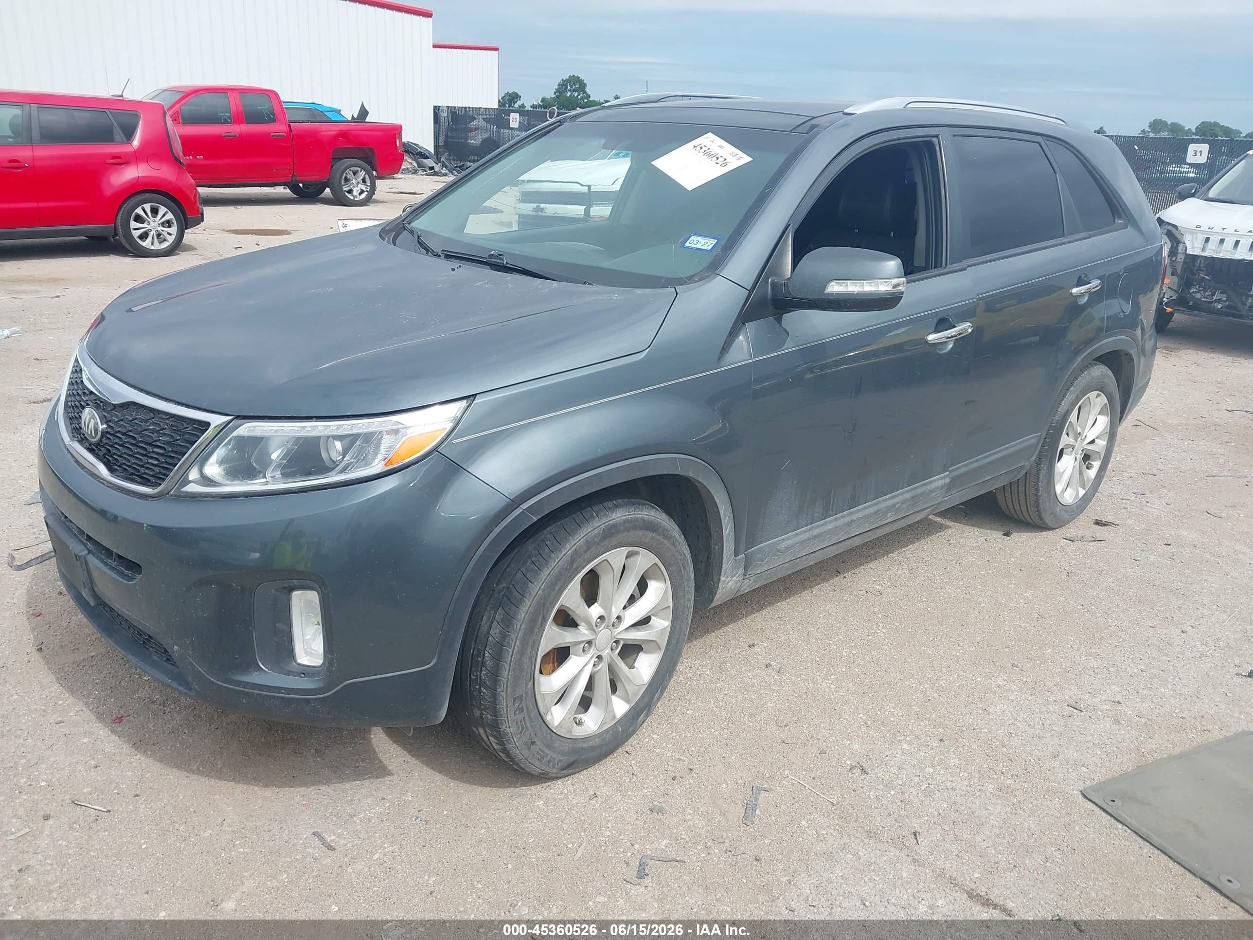2014 Kia Sorento Ex V6 Gray vin: 5XYKU4A77EG452822